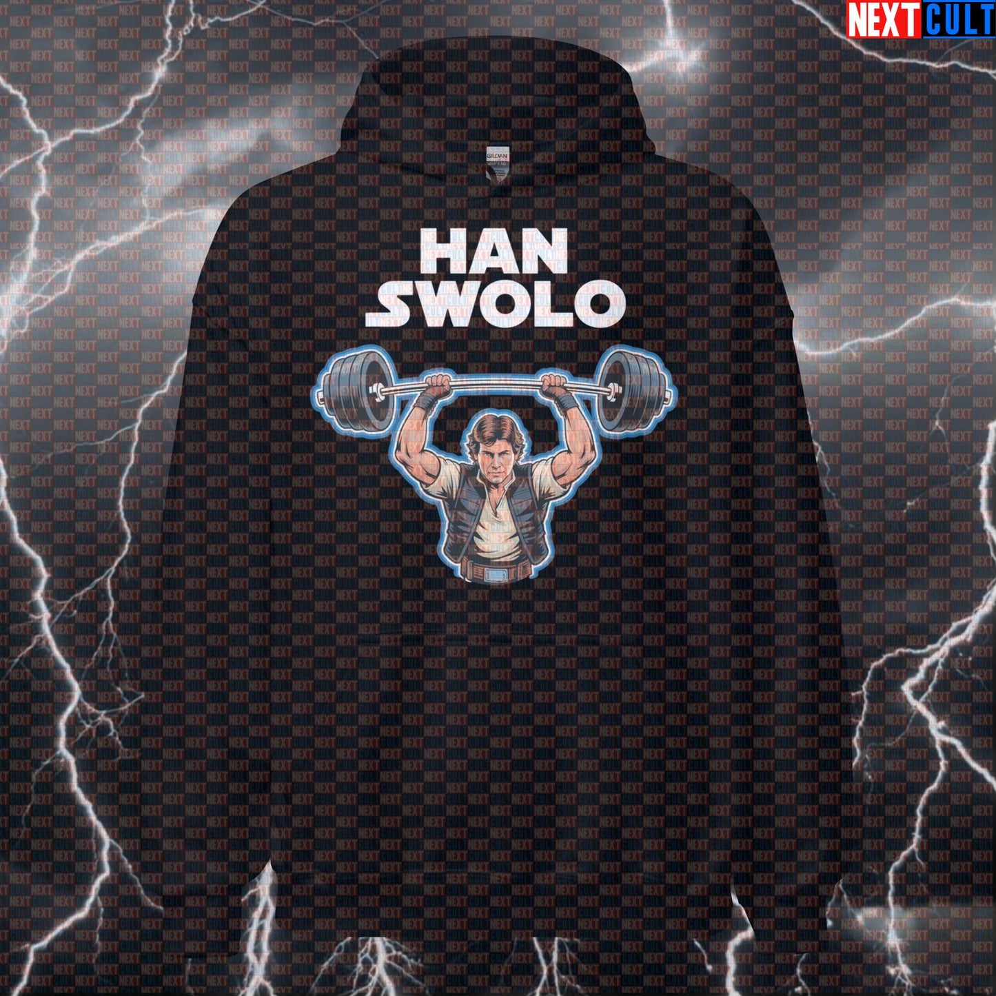 Han Swolo Gym Meme Hoodie - Funny Star Wars Workout Hooded Sweatshirt Pump Cover for Swole Lifters Films Fitness Gym Pump Cover Star Wars Workout Next Cult Brand