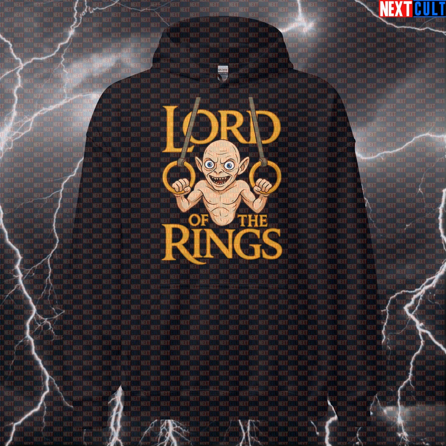 Lord of the Calisthenics Rings Gym Hoodie | Gollum My Precious Funny Workout Pullover Books Calisthenics Films Fitness Gym Lord of the Rings Pump Cover Workout Next Cult Brand