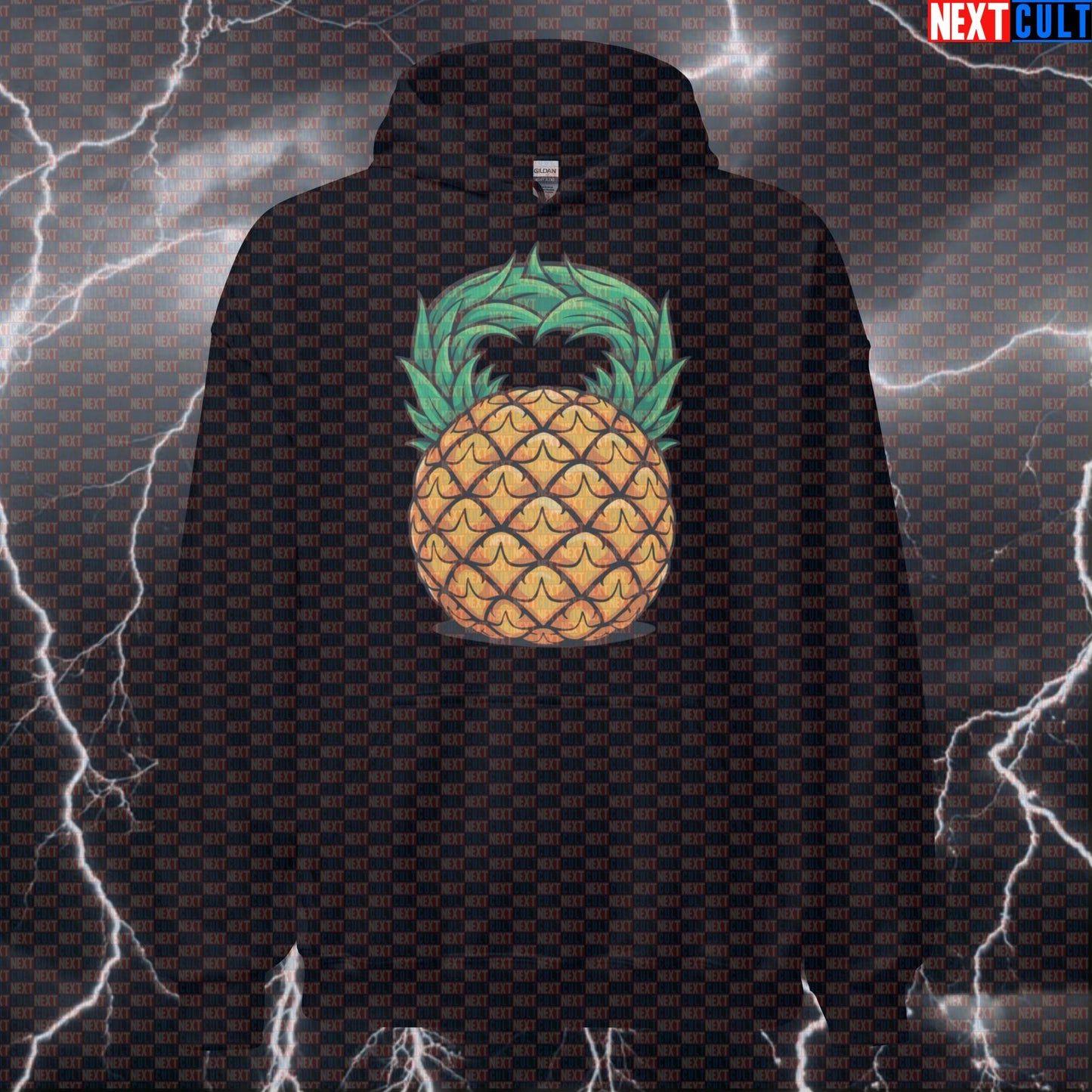 Pineapple Kettlebell Funny Gym Hoodie - Kettlebell Meme Hooded Sweatshirt Pullover Pump Cover Fast Food Fitness Gym Kettlebell Pump Cover Workout Next Cult Brand