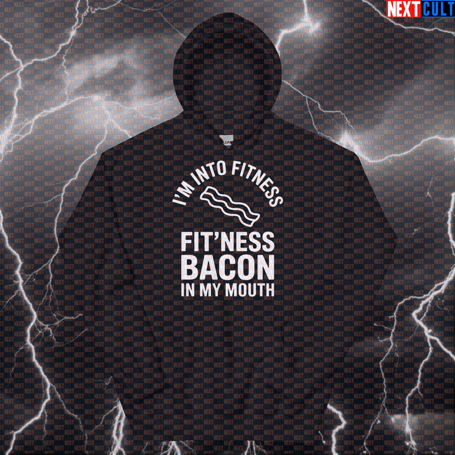 I'm Into Fitness Funny Gym Hoodie - Fitness Bacon Meme Hooded Sweatshirt Pullover Pump Cover Hoodies Bulking Fast Food Fitness Gym Pump Cover Workout Next Cult Brand