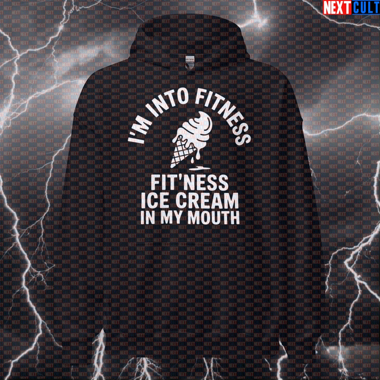 I'm Into Fitness Funny Gym Hoodie - Fitness Ice Cream Meme Hooded Sweatshirt Pullover Hoodies Fast Food Fitness Gym Pump Cover Workout Next Cult Brand