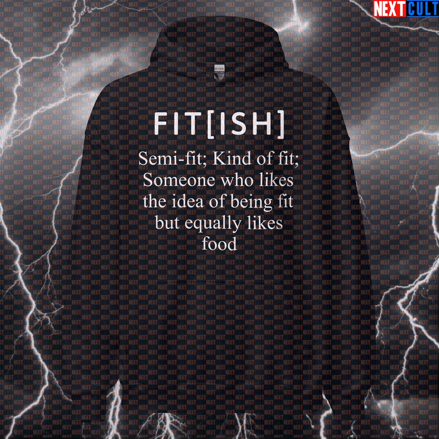 Fitish Definition Funny Gym Hoodie - Semi Fit Kind Of Fit Gym Meme Hooded Sweatshirt Pullover Hoodies Fitness Gym Pump Cover Workout Next Cult Brand