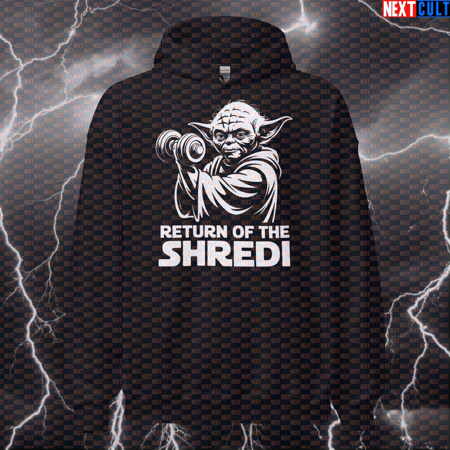 Return of the Shredi Funny Gym Hoodie - Star Wars Yoda Gym Meme Hooded Sweatshirt Pullover Bodybuilding Films Fitness Gym Pump Cover Star Wars Workout Yoda Next Cult Brand