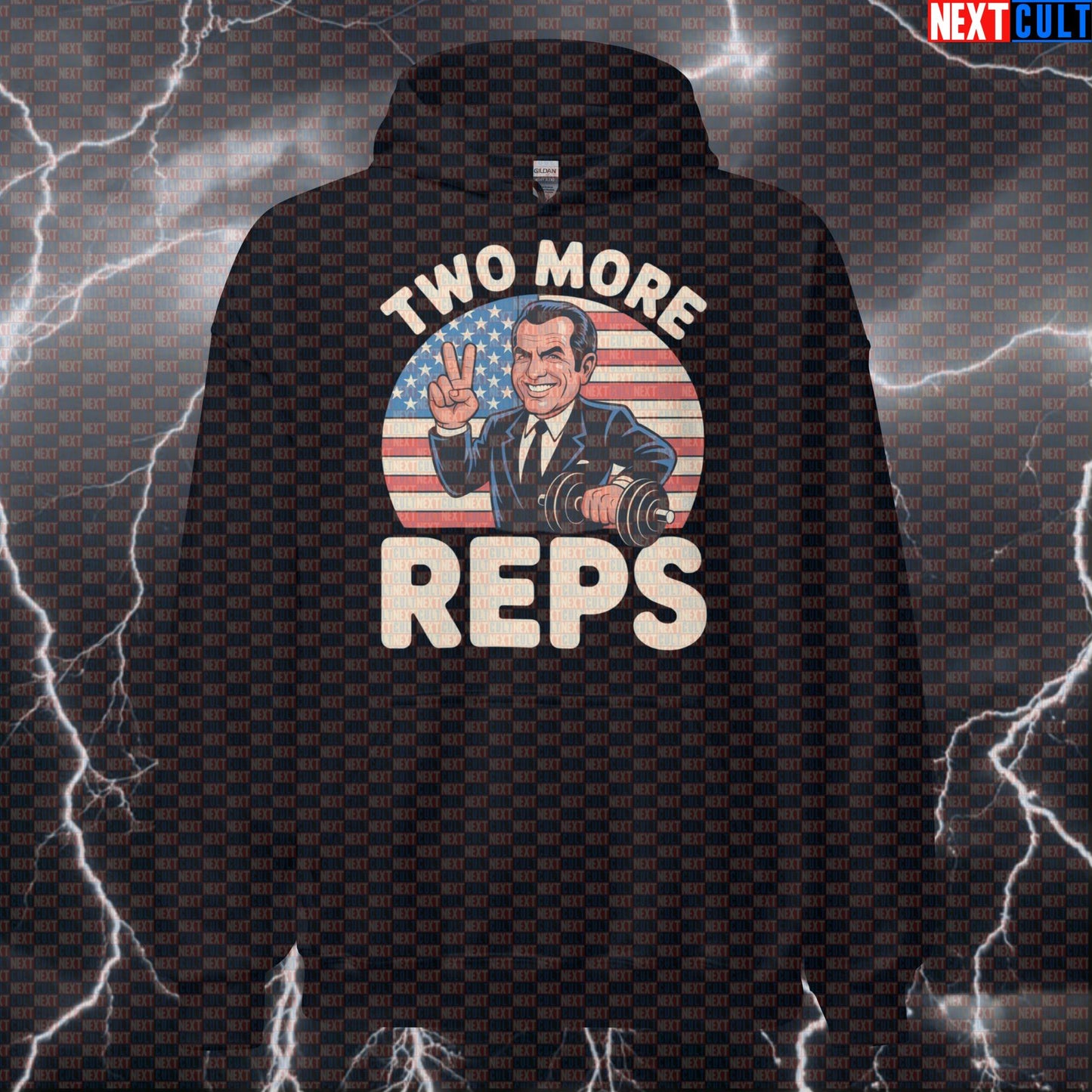 Funny Patriotic Gym Hoodie - Two More Reps Nixon 4th of July Hooded Sweatshirt Pump Cover Hoodies 4th of July Bodybuilding Fitness Gym Pump Cover Workout Next Cult Brand