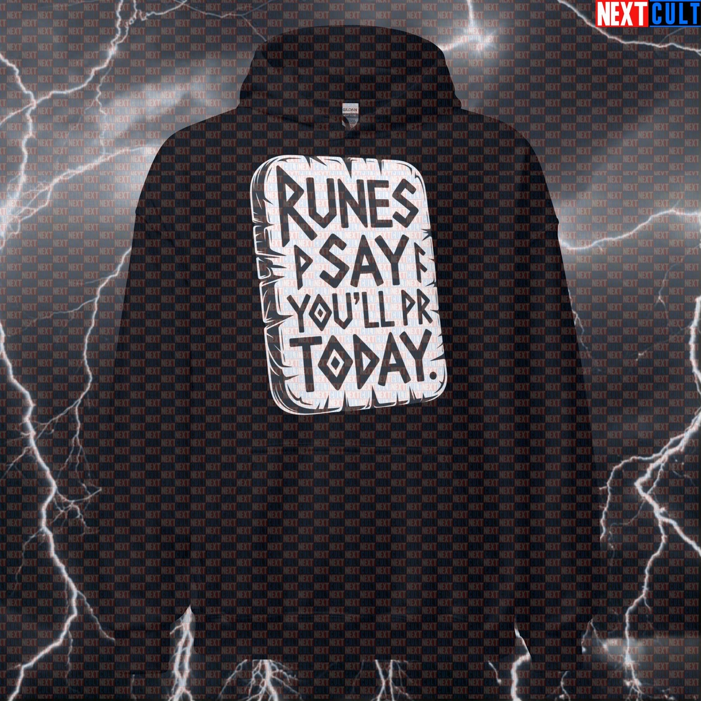 Funny Viking Gym Hoodie – Runes Say You'll PR Today Norse Workout Hooded Sweatshirt Bodybuilding Fitness Gym Powerlifting Pump Cover Vikings Workout Next Cult Brand