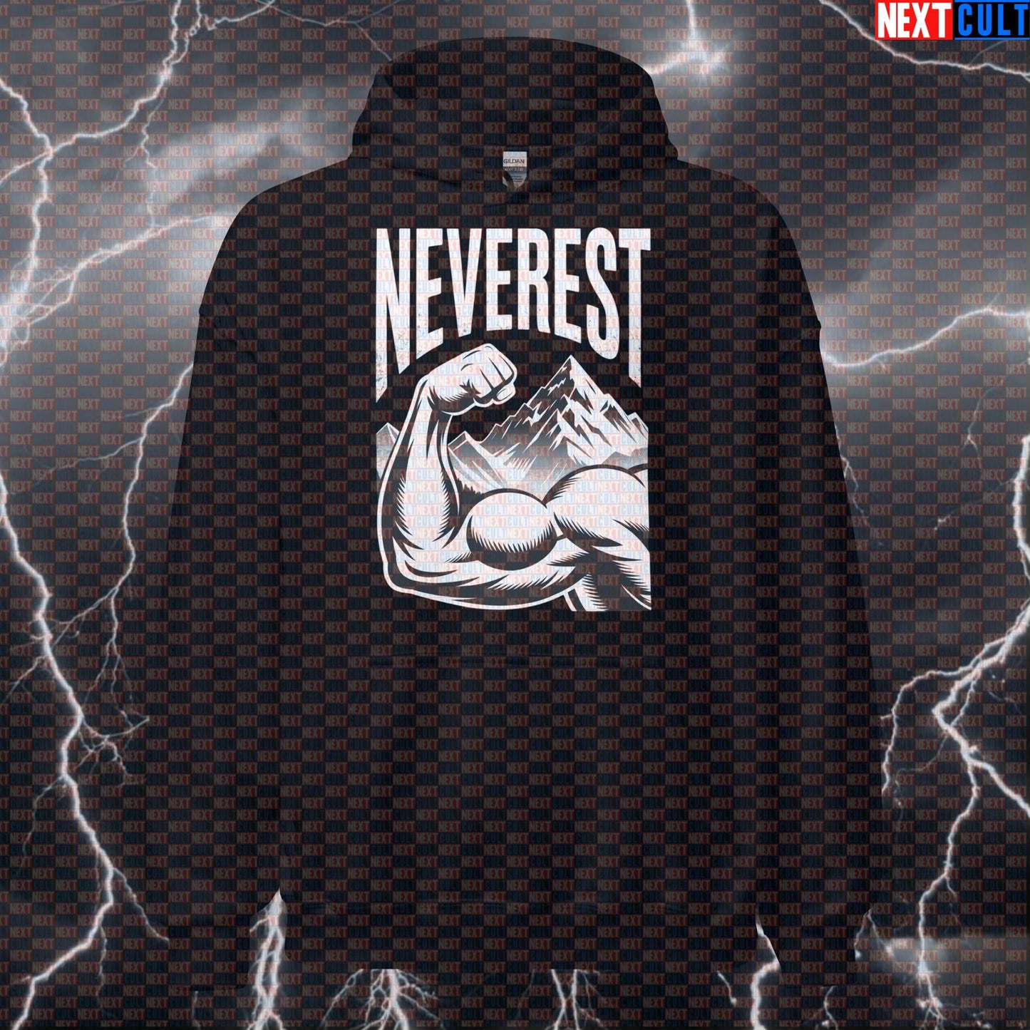 Neverest Funny Gym Hoodie - Muscle Mountain Hooded Sweatshirt Pullover Workout Pump Cover Hoodies Next Cult Brand