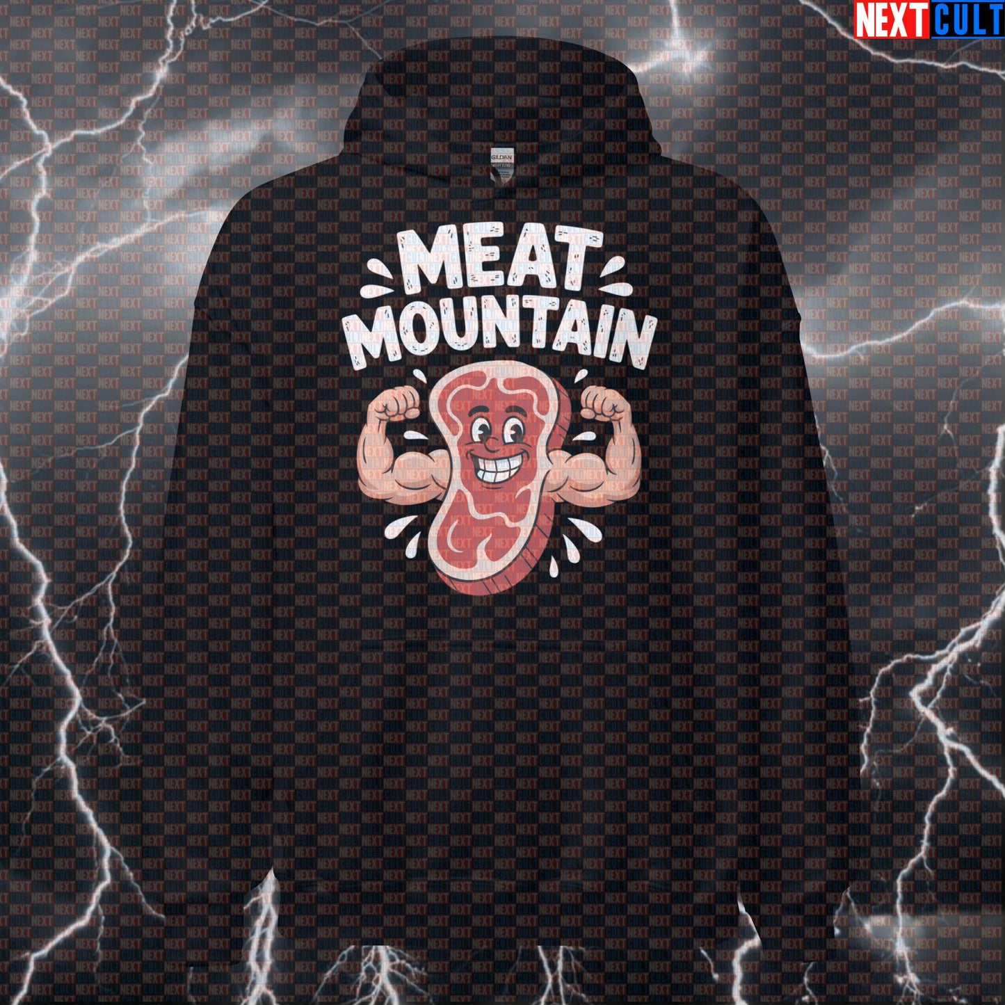Meat Mountain Funny Gym Hoodie - Gymbro Pump Cover Hooded Sweatshirt For Bodybuilding Hoodies Bodybuilding Fast Food Fitness Gym Pump Cover Workout Next Cult Brand