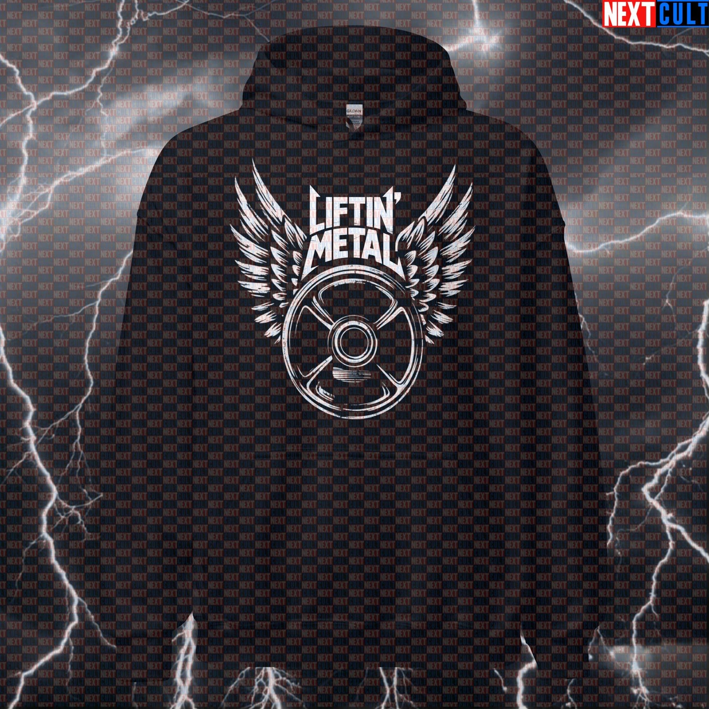 Liftin Metal Funny Gym Hoodie - Heavy Metal Rock Music Workout Hooded Sweatshirt Pullover Hoodies Next Cult Brand