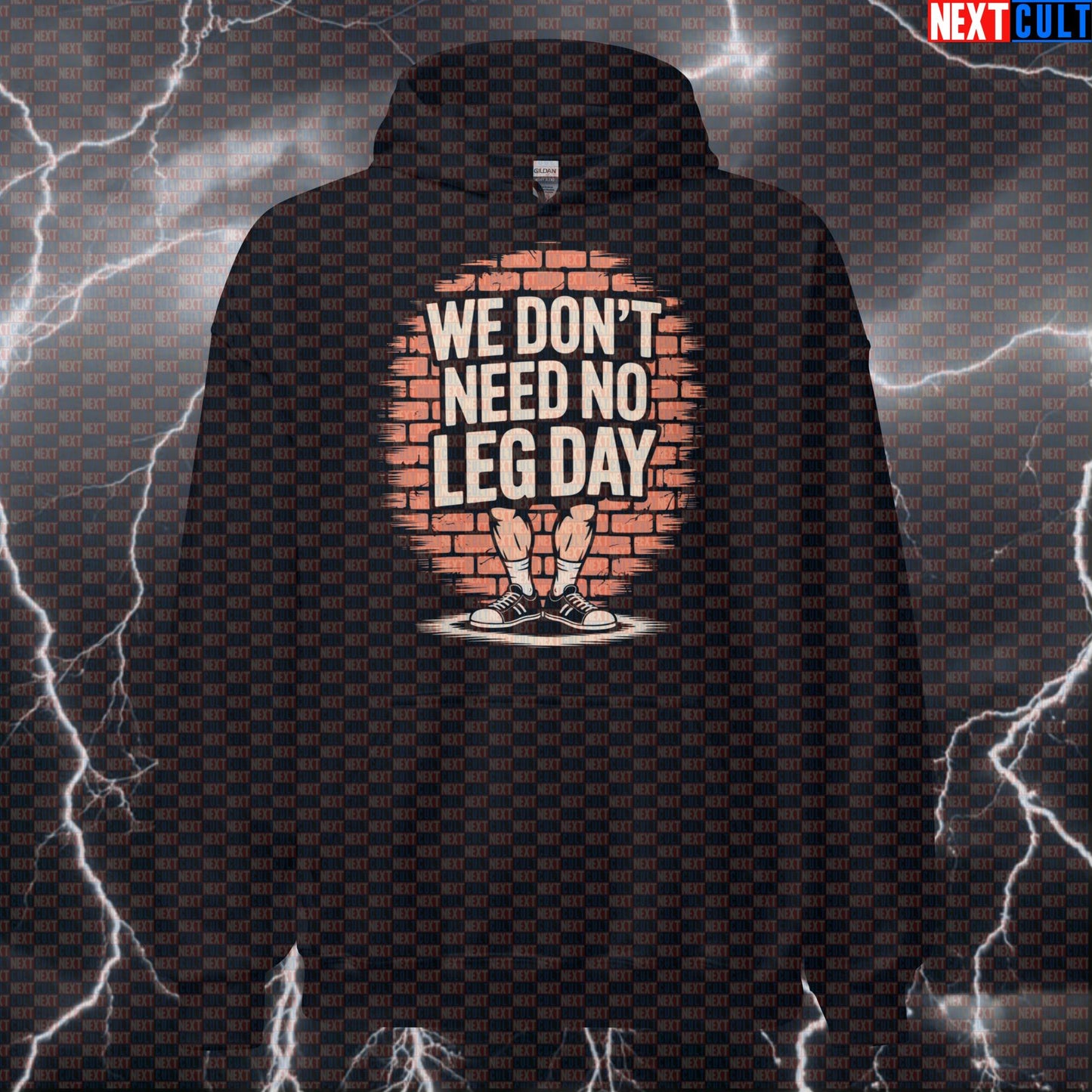 We Don't Need No Leg Day Funny Gym Hoodie - Pink Floyd Meme Hooded Sweatshirt Pullover Pump Cover Hoodies Bodybuilding Fitness Gym Leg Day Pink Floyd Powerlifting Pump Cover Rock Music Workout Next Cult Brand