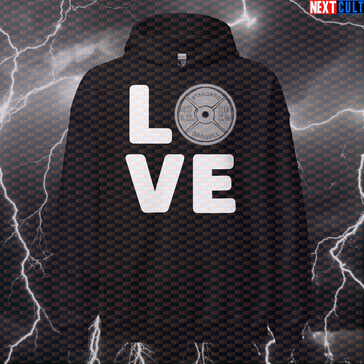 I Love Weights Funny Valentine's Day Gym Hoodie - Gym Lover Hooded Sweatshirt Pullover Pump Cover Hoodies Bodybuilding Fitness Gym Powerlifting Pump Cover Valentine's Day Workout Next Cult Brand