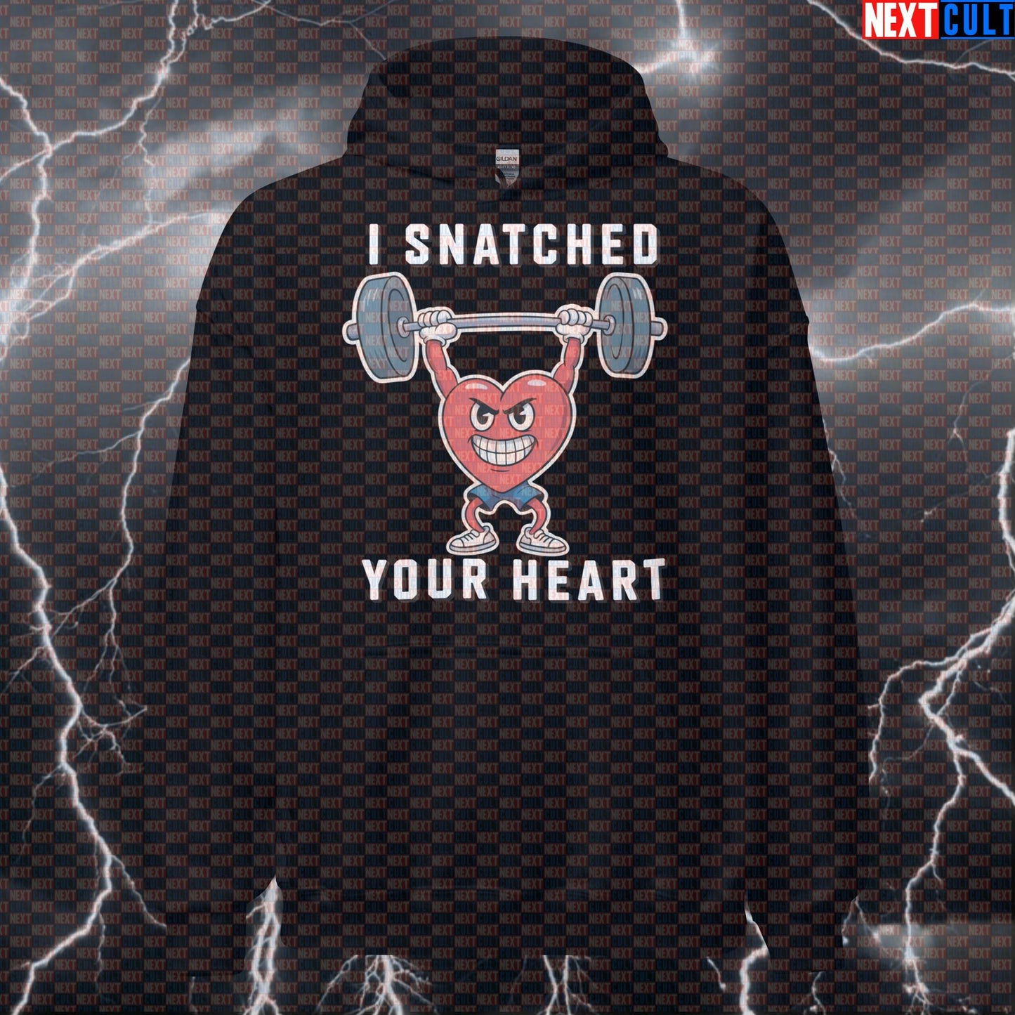 I Snatched Your Heart Funny Valentine's Gym Hoodie - Olympic Lifting Meme Hooded Sweatshirt Hoodies Fitness Gym Olympic Weightlifting Pump Cover Valentine's Day Workout Next Cult Brand