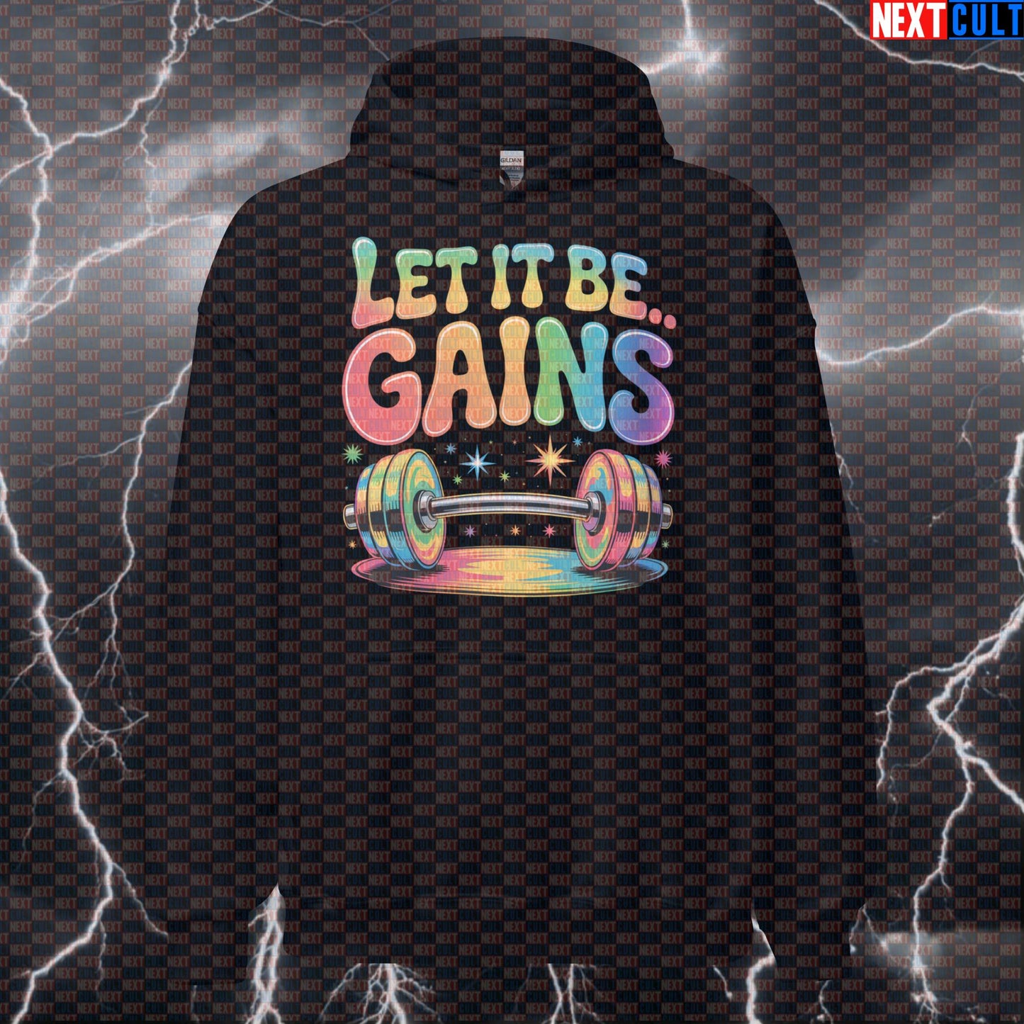Let It Be Gains Funny Gym Hoodie - Beatles Music Workout Hooded Sweatshirt Pullover Pump Cover Hoodies Bodybuilding Fitness Gym Pump Cover Rock Music The Beatles Workout Next Cult Brand