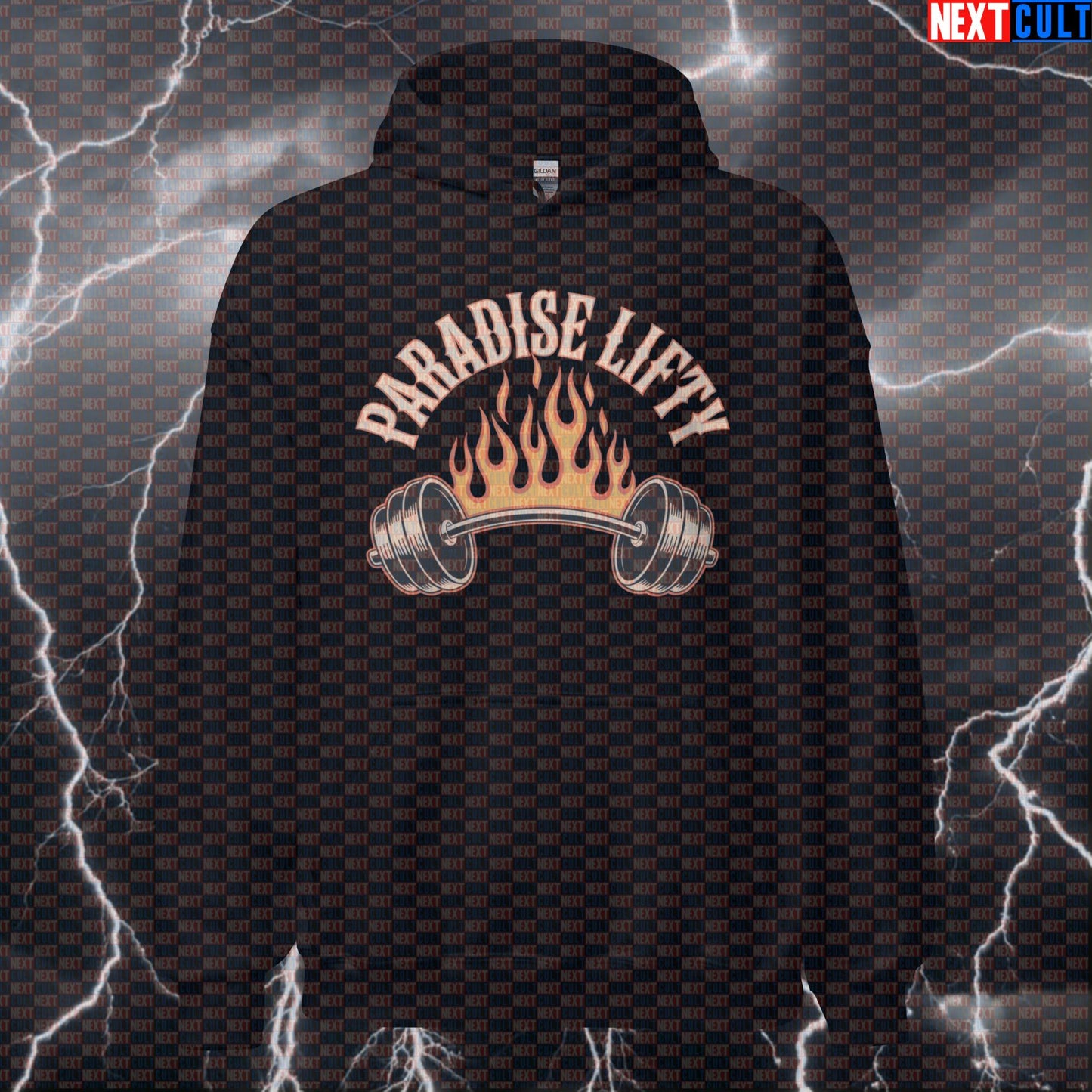 Paradise Lifty Funny Rock & Roll Gym Hoodie - Guns and Roses Meme Hooded Sweatshirt Pullover Hoodies Bodybuilding Fitness Guns N' Roses Gym Powerlifting Pump Cover Rock Music Workout Next Cult Brand