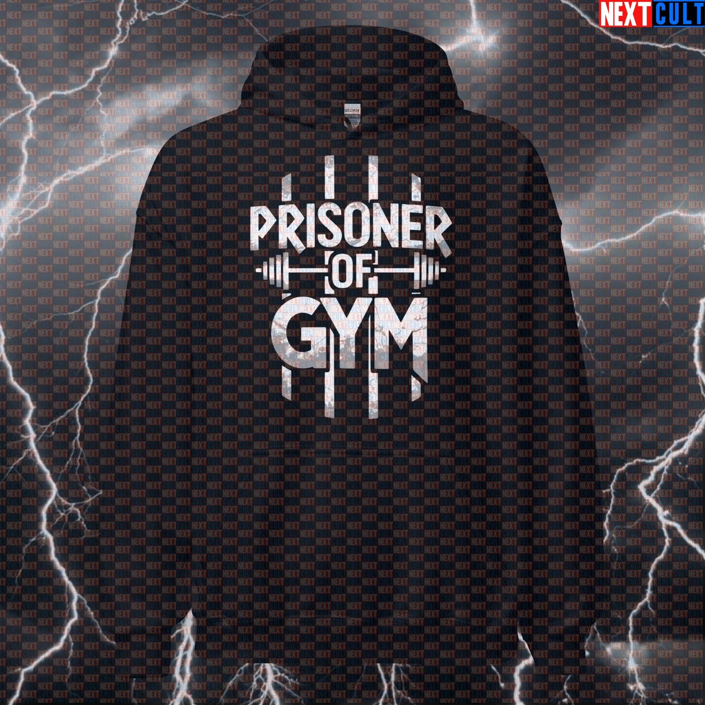 Prisoner of Gym Funny Heavy Metal Gym Hoodie Pump Cover Hooded Sweatshirt Jumper Pullover for Lifters, Gains & Metalheads Hoodies Bodybuilding Fitness Gym Iron Maiden Powerlifting Pump Cover Rock Music Workout Next Cult Brand