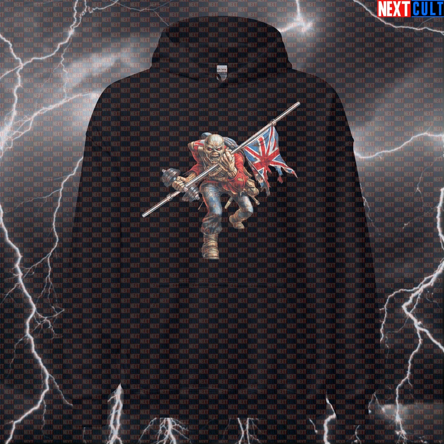 Gym Trooper “Trooper Eddie Iron Maiden Parody” Funny Heavy Metal Gym Hoodie for Bodybuilding, Powerlifting & Fitness Hoodies Bodybuilding Fitness Gym Iron Maiden Powerlifting Pump Cover Rock Music Workout Next Cult Brand