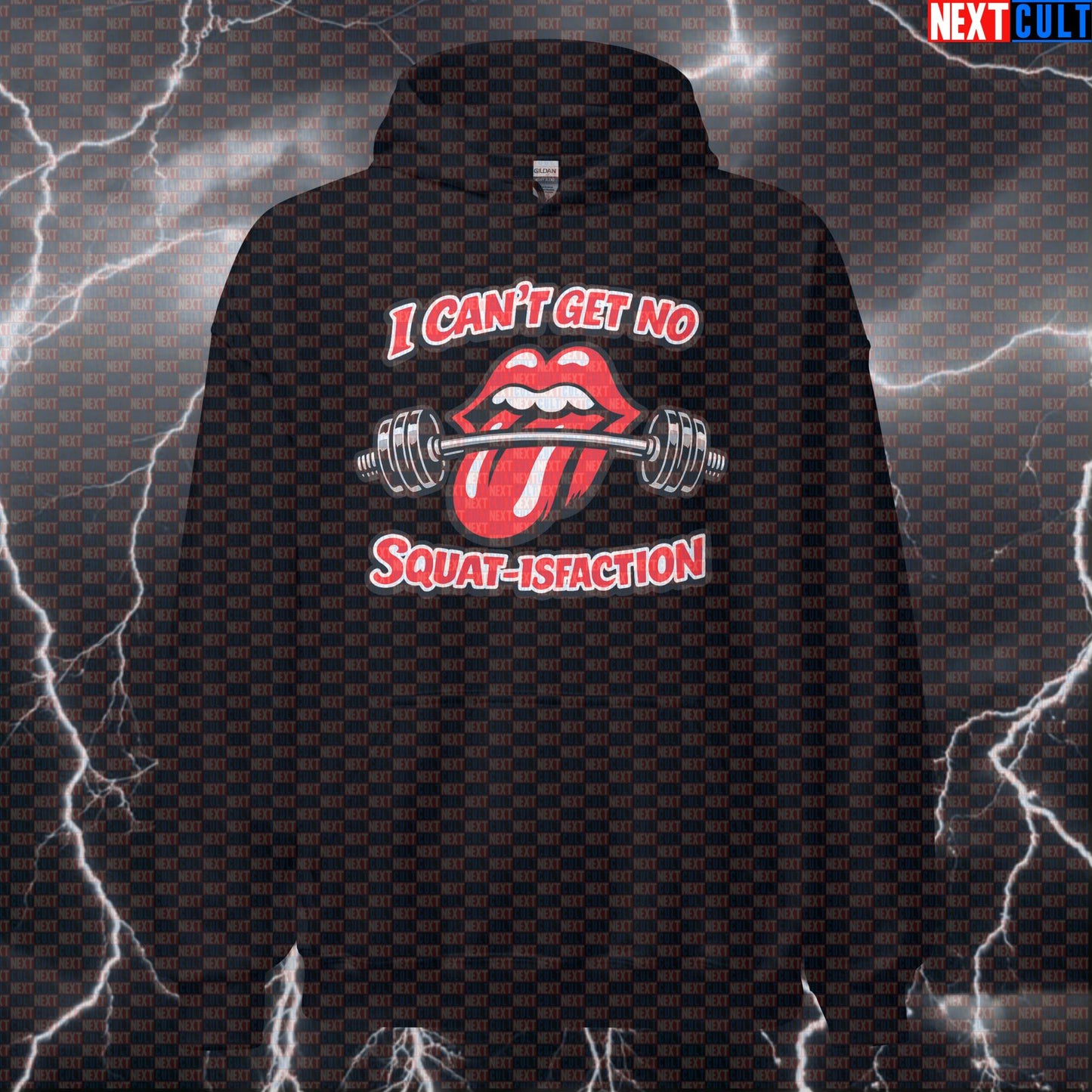 I Can’t Get No Squat-isfaction Rolling Stones Funny Gym Hoodie — Rock Music Bodybuilding Leg Day Meme Hoodie for Fitness & Powerlifting Bodybuilding Fitness Gym Leg Day Powerlifting Pump Cover Rock Music The Rolling Stones Next Cult Brand