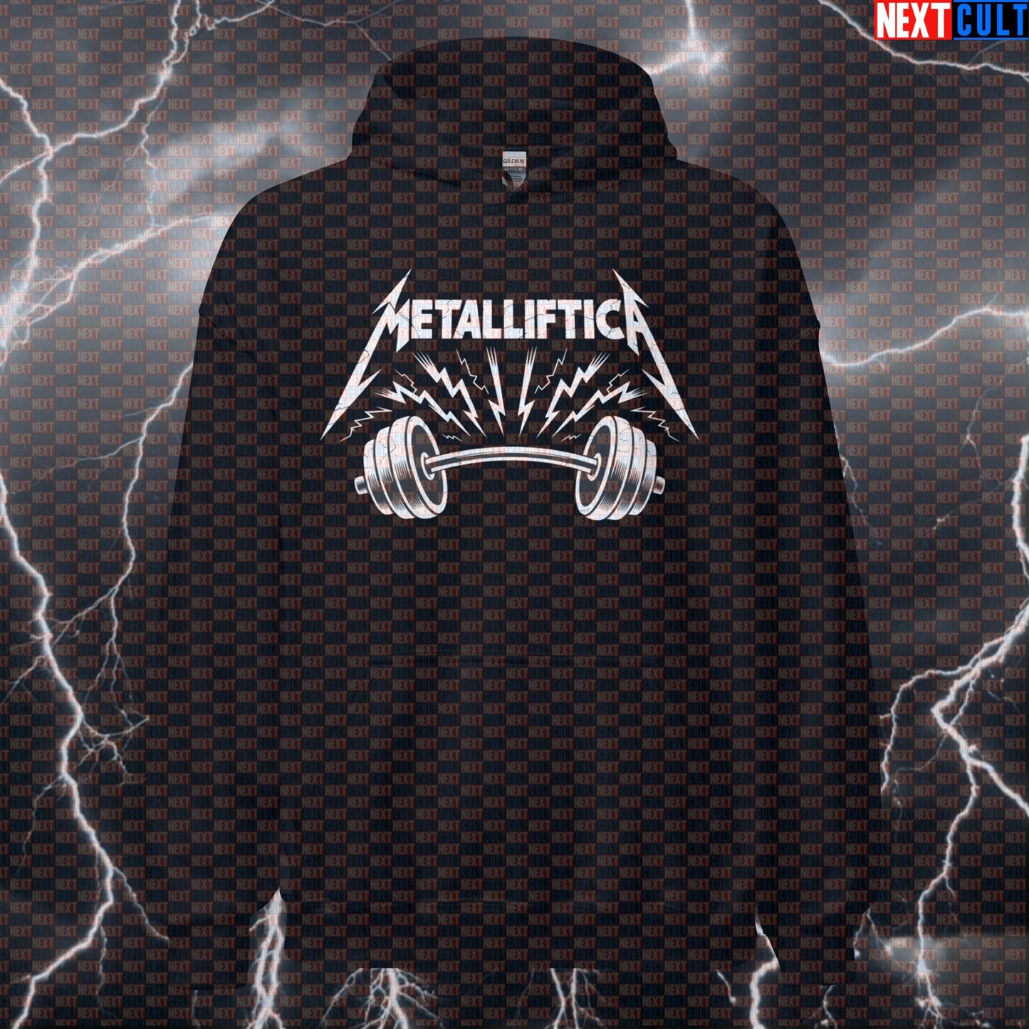 Metalliftica Heavy Metal Gym Hoodie Funny Gym Hoodie Pullover for Fitness Lifters Bodybuilding Fitness Gym Metallica Powerlifting Pump Cover Rock Music Workout Next Cult Brand