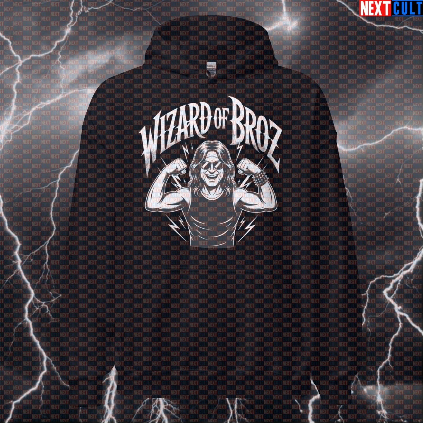 Wizard of Broz Funny Gym Hoodie Hooded Sweatshirt Pullover Pump Cover for Lifters Gymbros Metal Fans Hoodies Bodybuilding Fitness Gym Ozzy Osbourne Pump Cover Rock Music Workout Next Cult Brand