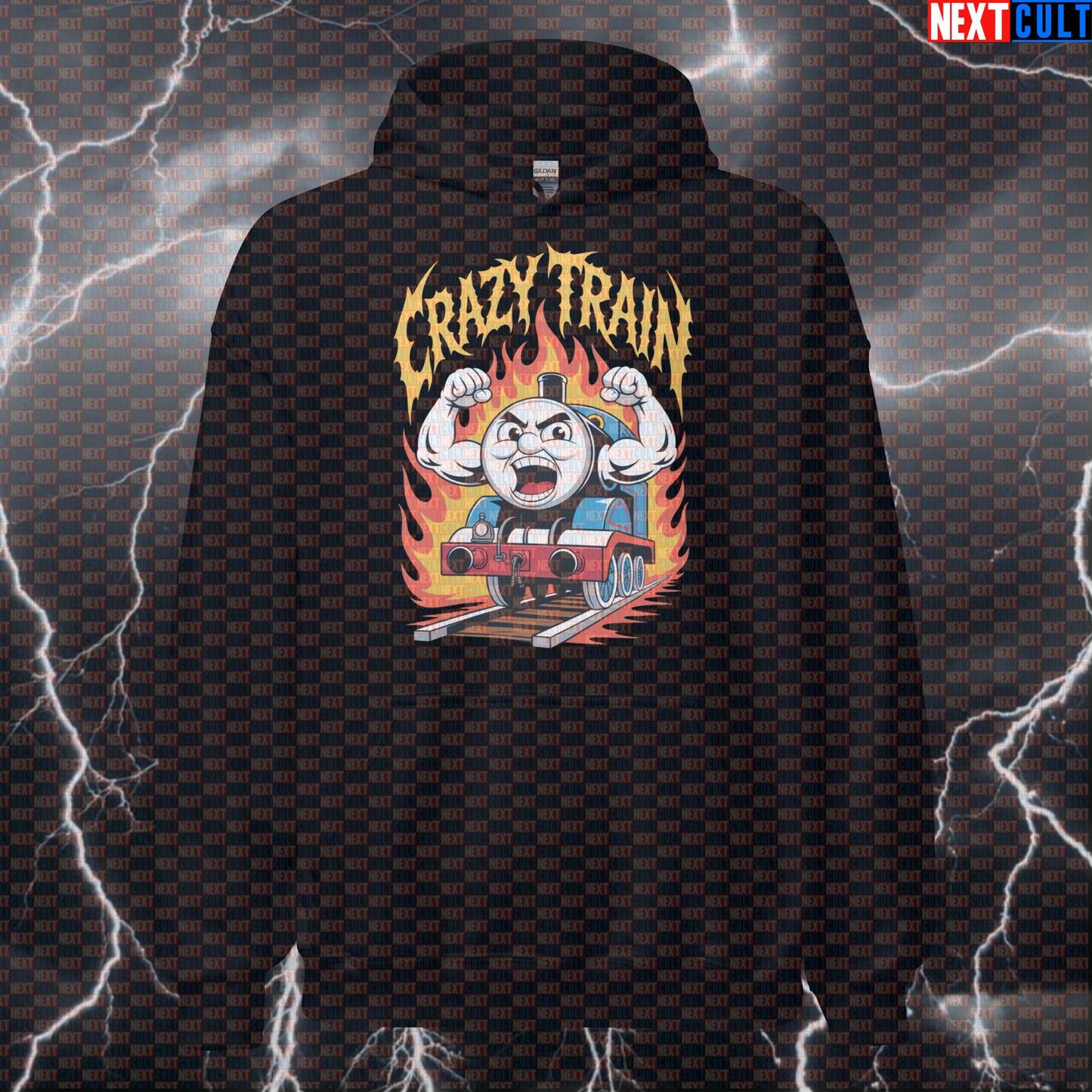Crazy Train Funny Gym Hoodie Hooded Sweatshirt Pullover Pump Cover for Lifters Ozzy Metal Fans Bodybuilding Fitness Gym Ozzy Osbourne Powerlifting Pump Cover Rock Music TV Workout Next Cult Brand