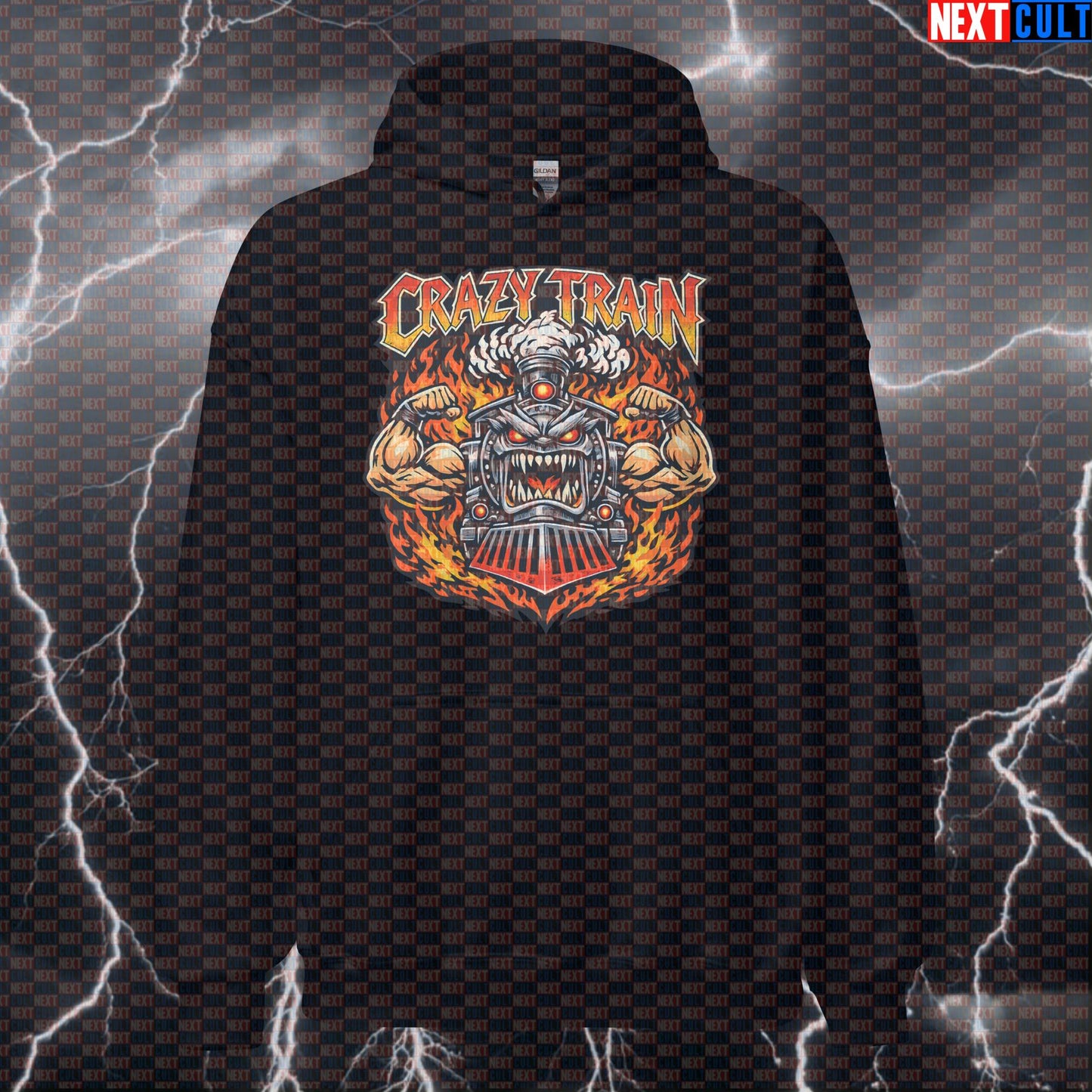 Crazy Train Funny Gym Hoodie Heavy Metal Workout Hoodie Ozzy Osbourne Rock Music Lifting Meme Bodybuilding Gym Ozzy Osbourne Powerlifting Pump Cover Rock Music Workout Next Cult Brand