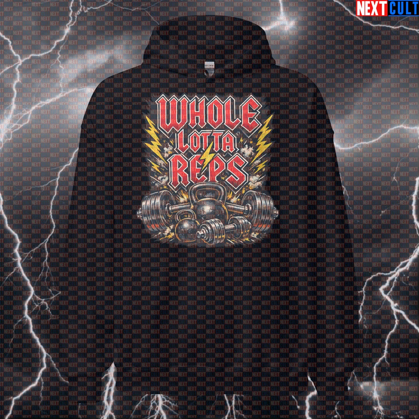 Whole Lotta Reps Funny Gym Hoodie AC/DC Heavy Metal Rock Music Workout Hoodie for Hardcore Lifters Hoodies AC/DC Bodybuilding Fitness Gym Powerlifting Pump Cover Rock Music Workout Next Cult Brand