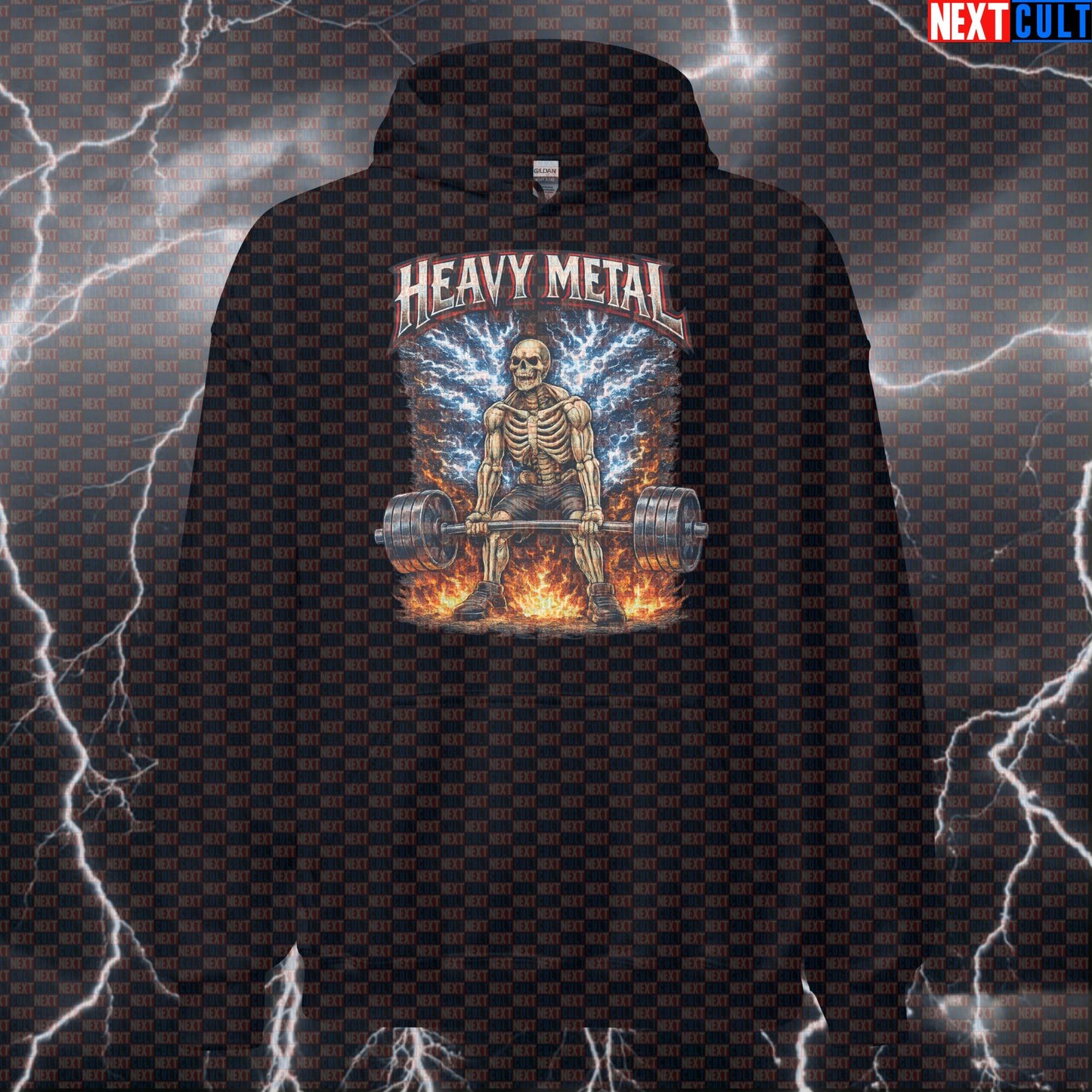 Heavy Metal Deadlifts Funny Gym Hoodie Skeleton Deadlift Design for Powerlifters and Metal Fans Hoodies Bodybuilding Fitness Gym Leg Day Powerlifting Pump Cover Rock Music Workout Next Cult Brand