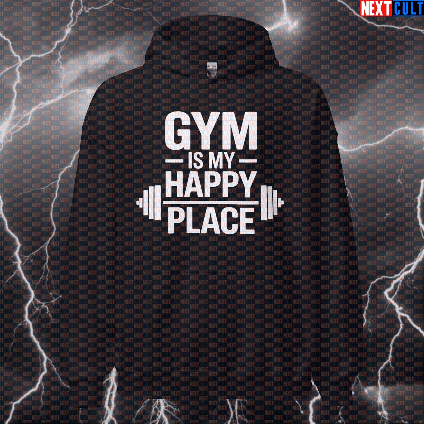 Gym Is My Happy Place Funny Gym Hoodie Happy Weights Workout Meme Hoodies Next Cult Brand