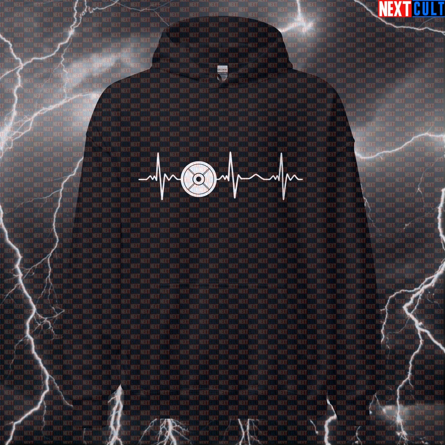 Weight Plate Heartbeat Funny Gym Hoodie Hooded Sweatshirt Pullover Pump Cover for Lifters Hoodies Bodybuilding Fitness Gym Powerlifting Pump Cover Workout Next Cult Brand