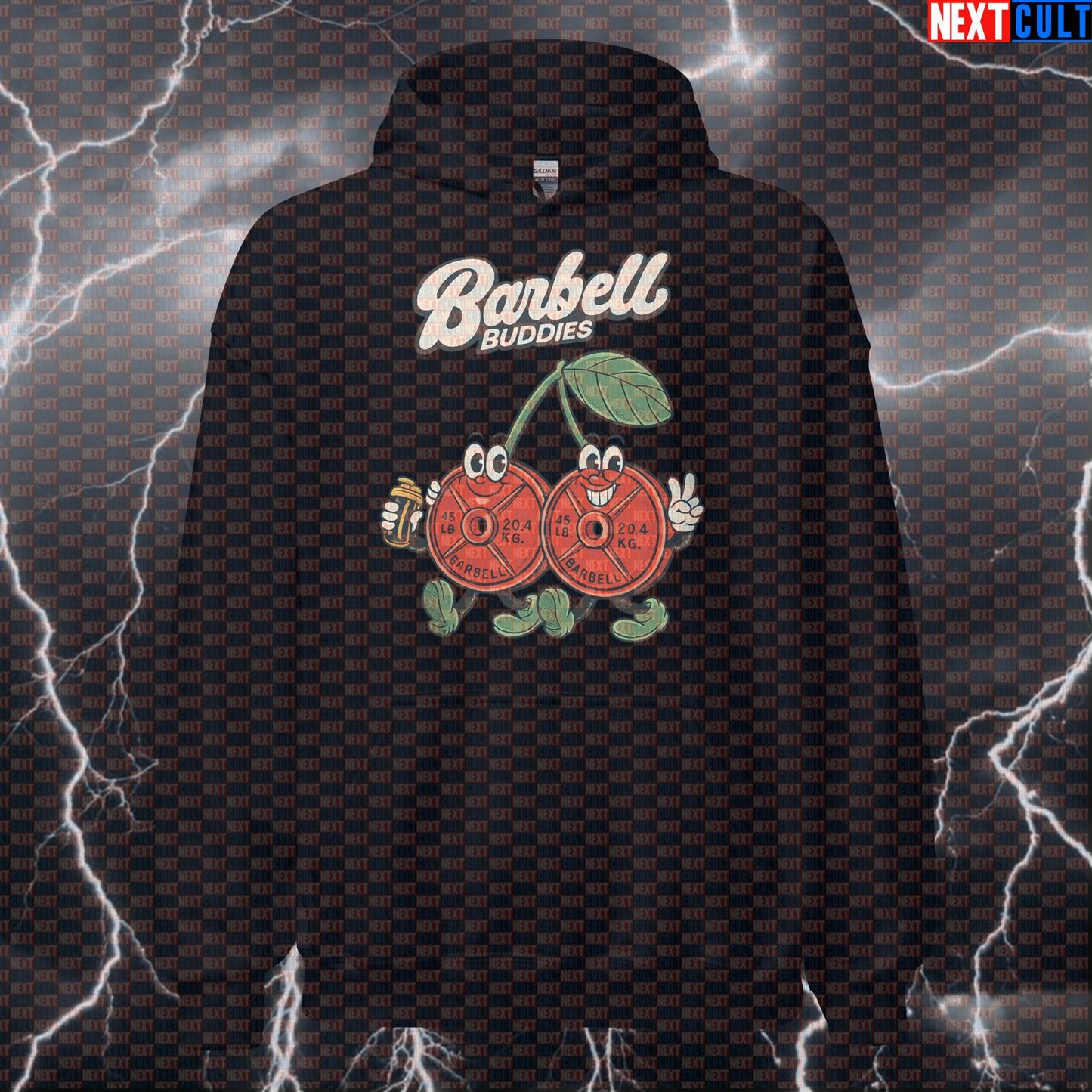 Barbell Buddies Funny Gym Hoodie for Gym Buddies, Workout Partners, and Lifting Friends Bodybuilding Fast Food Fitness Gym Powerlifting Pump Cover Workout Next Cult Brand