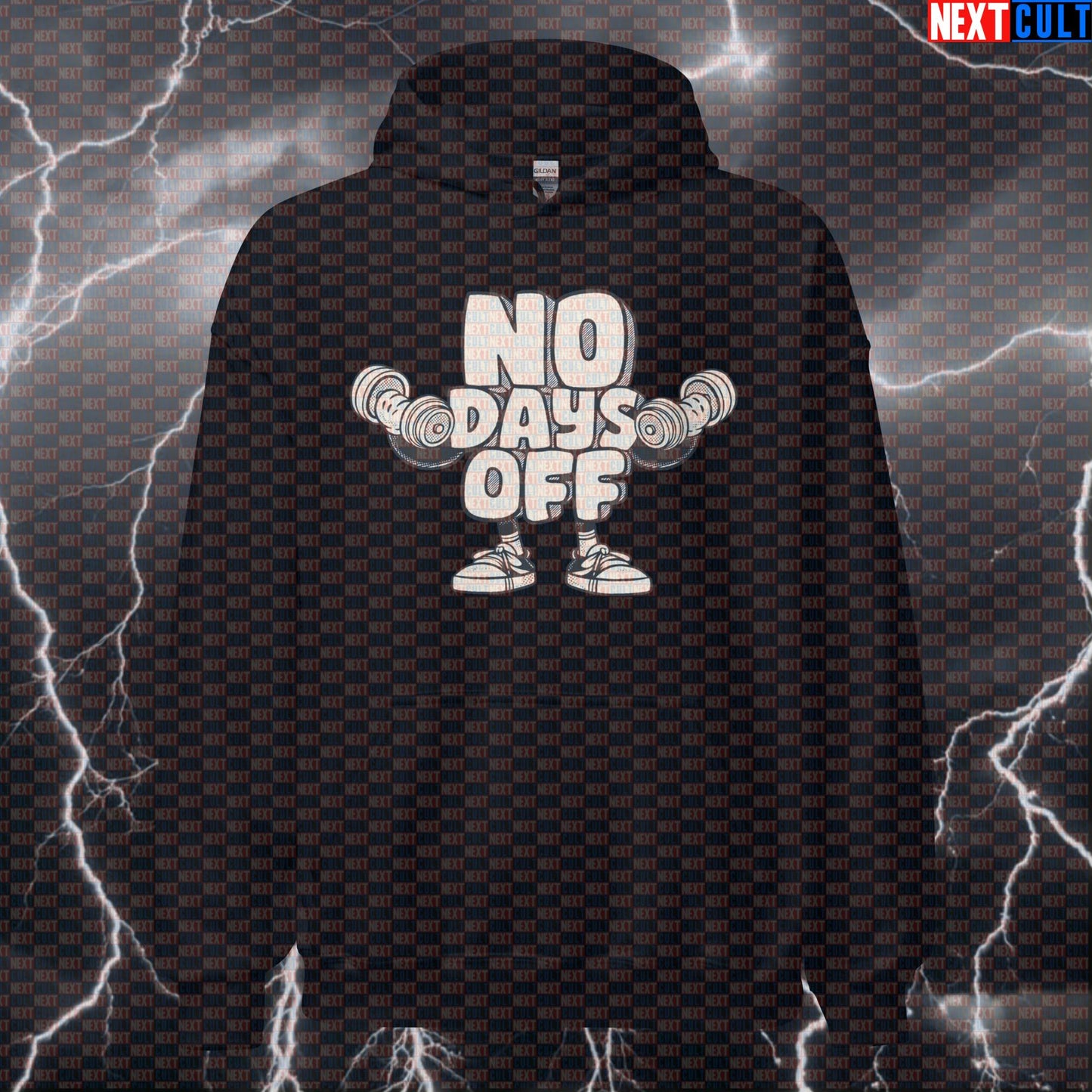 No Days Off Funny Gym Hoodie for Daily Workouts, Lifting, and Fitness Discipline Bodybuilding Fitness Gym Powerlifting Pump Cover Workout Next Cult Brand