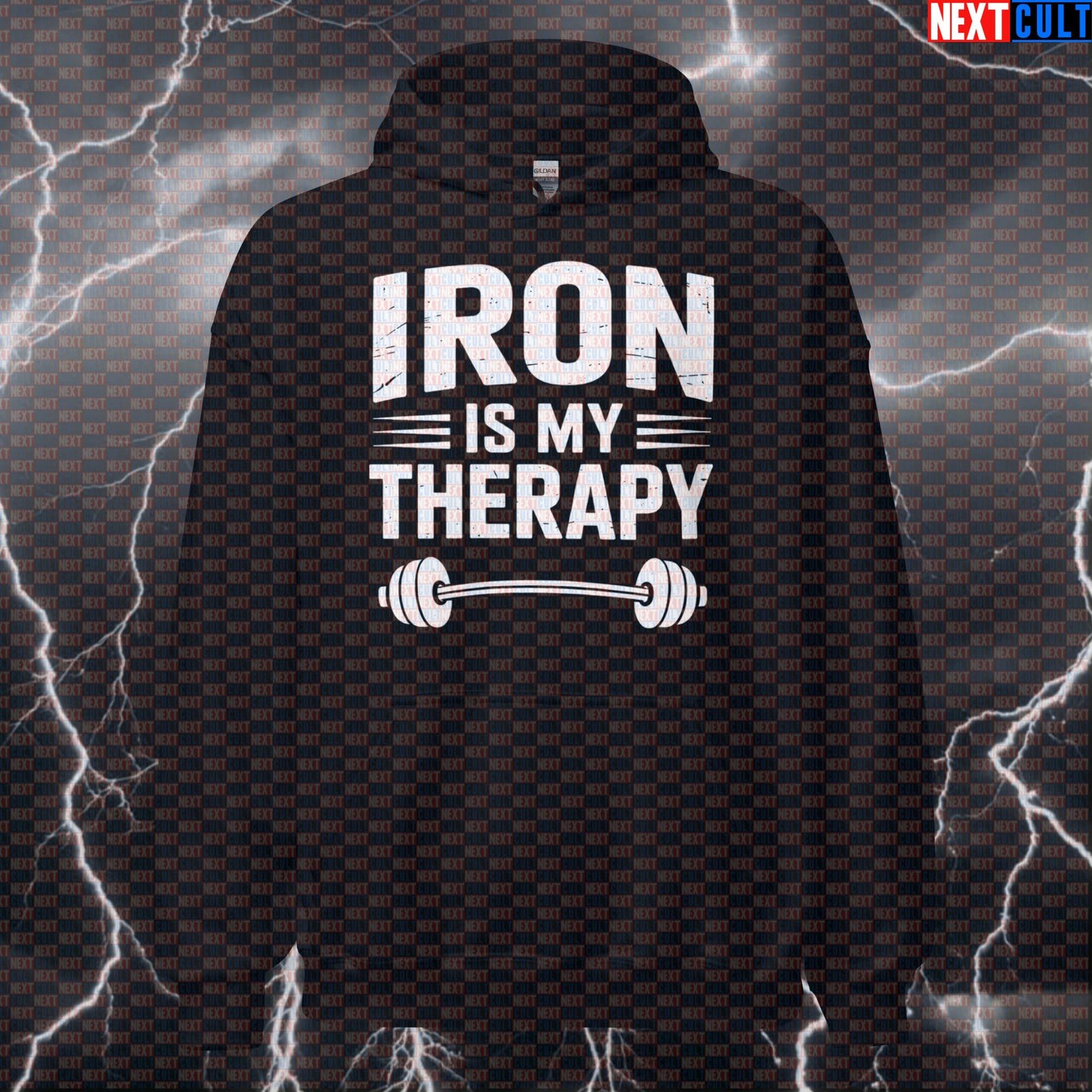 Iron Is My Therapy Funny Gym Hoodie – Workout Fitness Lifting Bodybuilding Powerlifting Meme Hoodie Bodybuilding Fitness Gym Powerlifting Pump Cover Workout Next Cult Brand