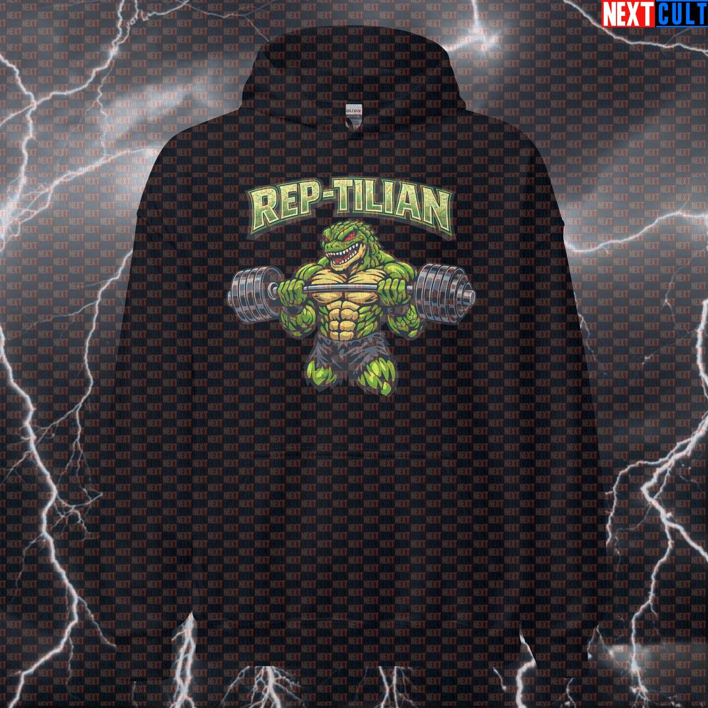 Rep-Tilian Funny Gym Hoodie Reptile Reptilian Meme Gym Hoodie Bodybuilding Powerlifting Workout Pullover Hoodies Next Cult Brand