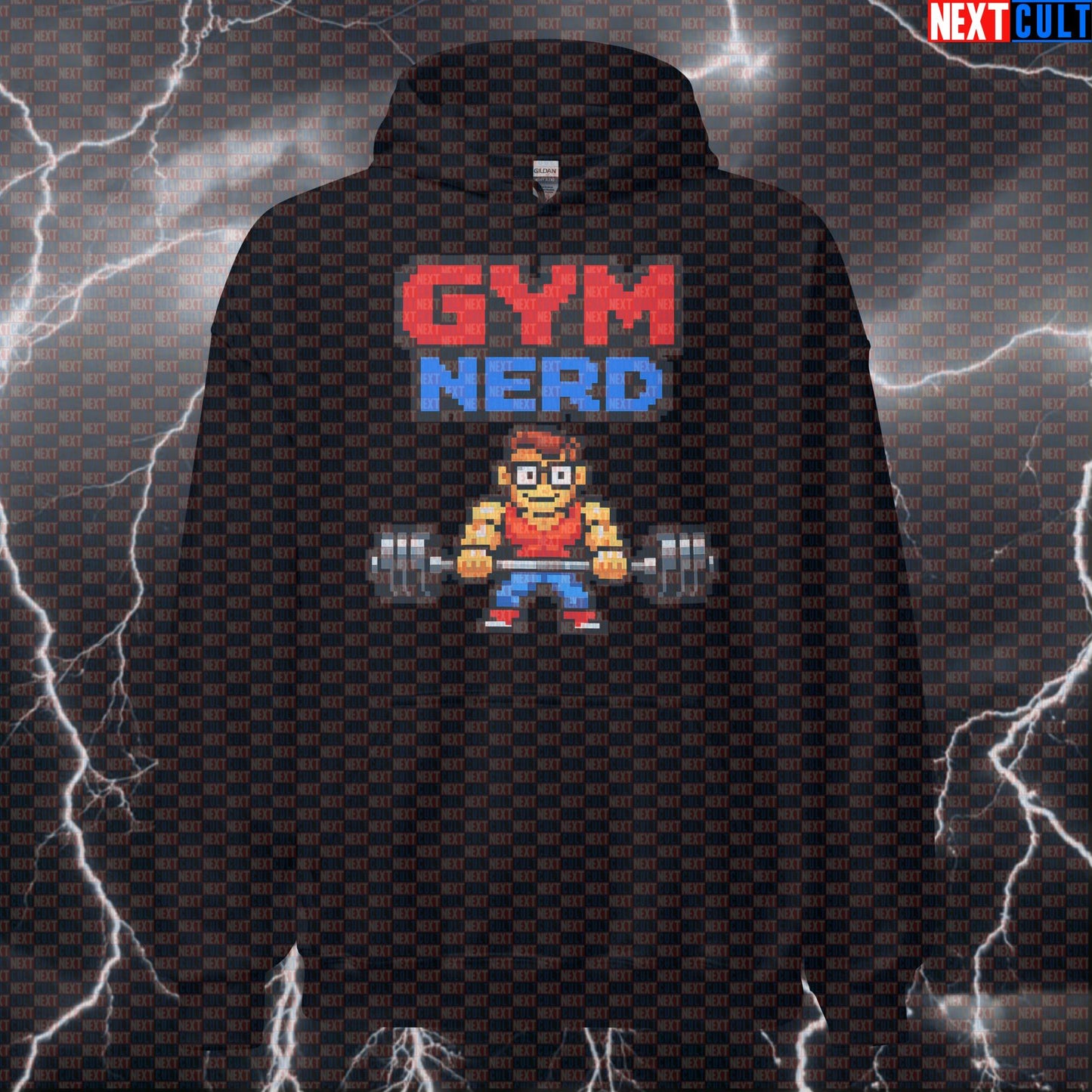 Gym Nerd Funny Gym Hoodie Pixel Lifting Meme Workout Hoodie Bodybuilding Powerlifting Fitness Lifestyle Bodybuilding Fitness Gym Pump Cover Video Games Workout Next Cult Brand