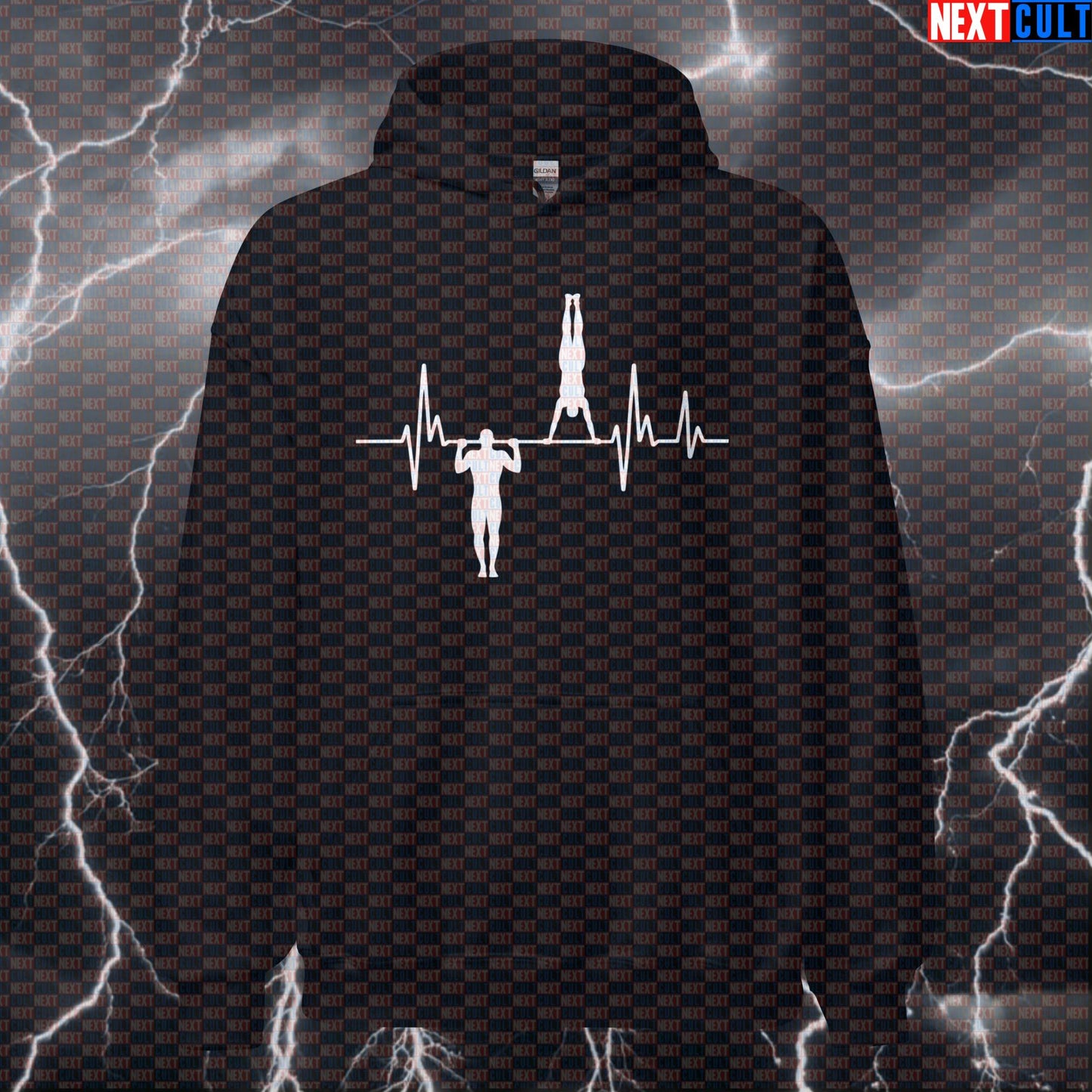 Calisthenics Heartbeat Funny Gym Hoodie Pump Cover Pullover Hooded Sweatshirt for Pullups Handstands Athletes Hoodies Next Cult Brand