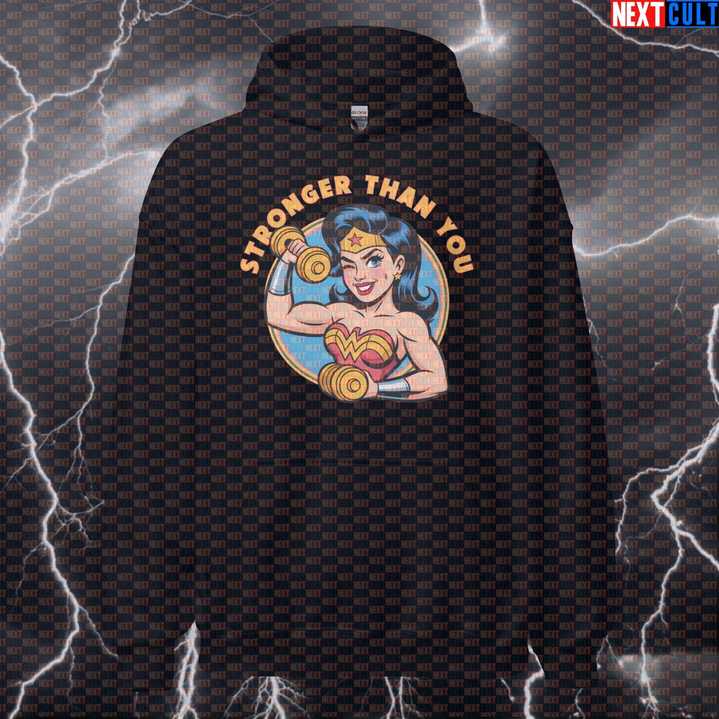 Stronger Than You Funny Gym Hoodie Wonder Woman Inspired Hooded Sweatshirt Pullover Pump Cover Hoodies Next Cult Brand
