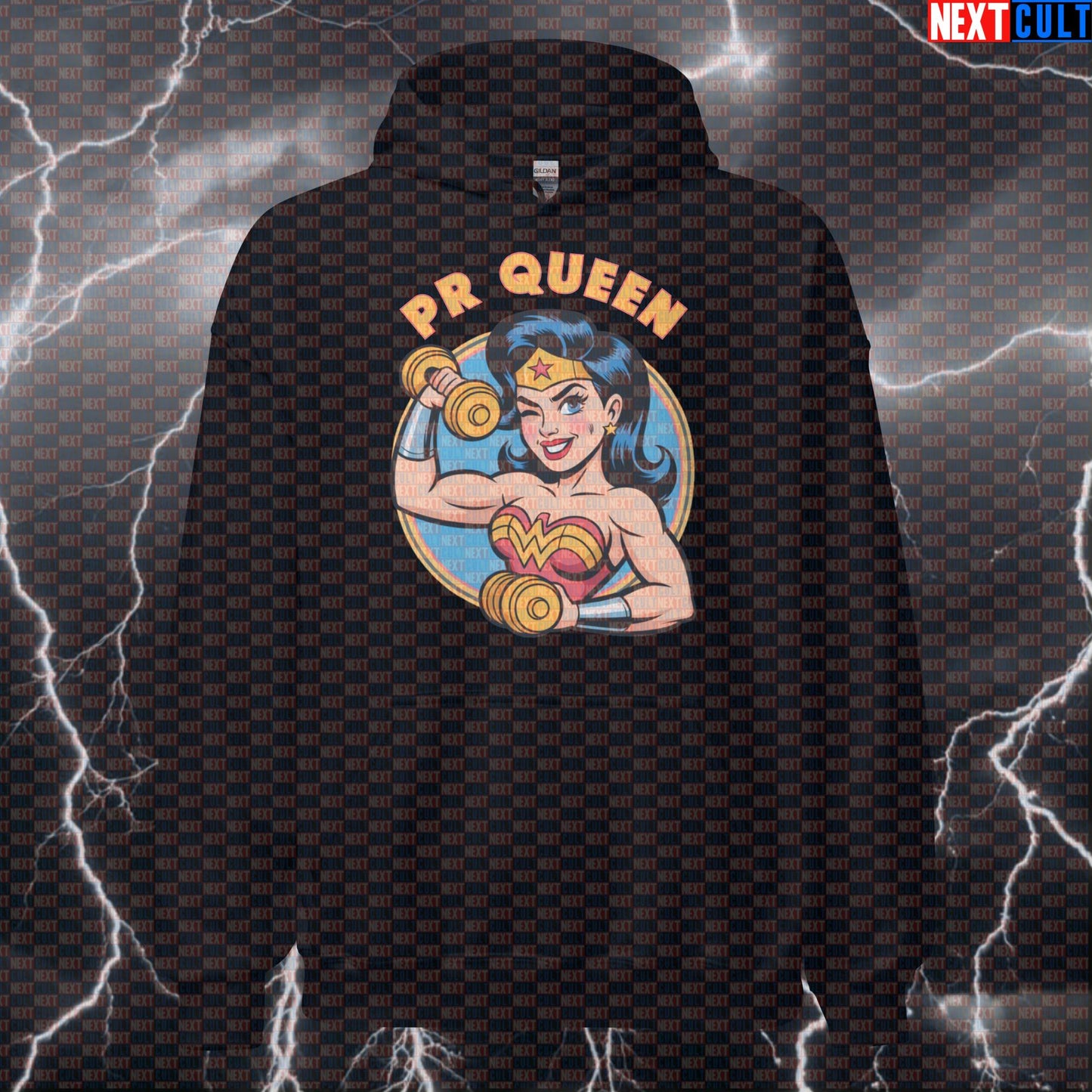 PR Queen Wonder Woman Funny Gym Hoodie Hooded Sweatshirt Pullover Pump Cover for PR Lifters Hoodies Next Cult Brand