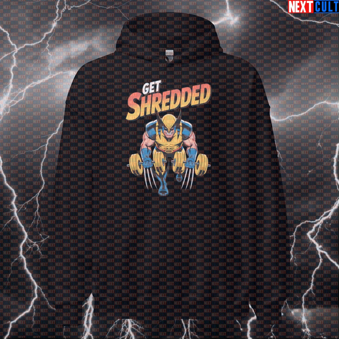 Get Shredded Wolverine Funny Gym Hoodie Hooded Sweatshirt Pullover Pump Cover for Lifters X-Men Workout Fans Hoodies Next Cult Brand