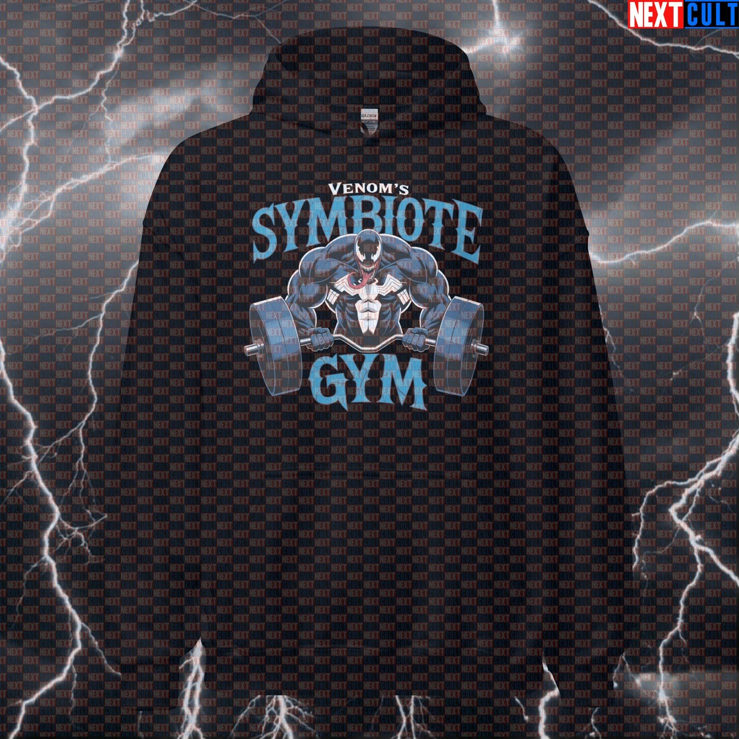 Symbiote Gym Hero Venom Funny Gym Hoodie Hooded Sweatshirt Pullover Pump Cover for Lifters Bodybuilding Fans Bodybuilding Films Fitness Gym Powerlifting Pump Cover Superheroes Venom Workout Next Cult Brand
