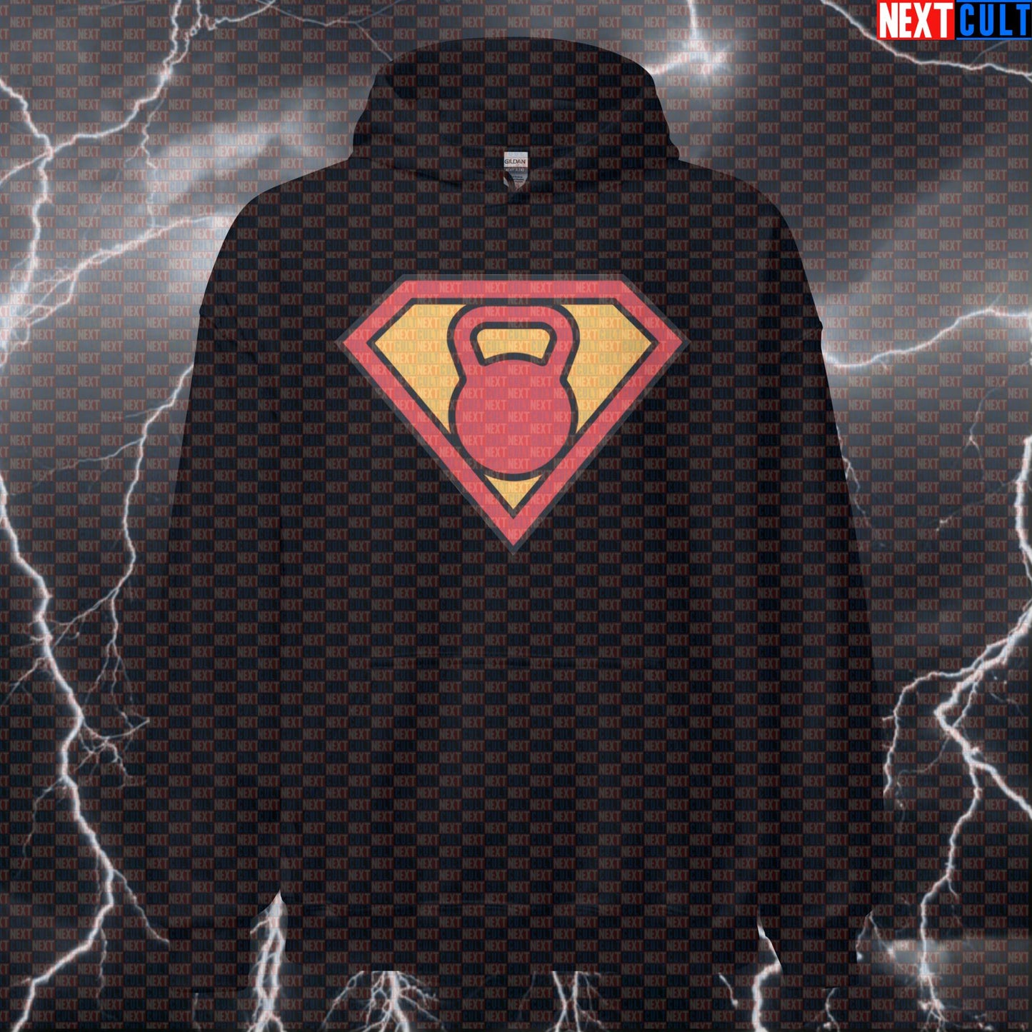 Super Kettlebell Funny Gym Hoodie Hooded Sweatshirt Pullover Pump Cover for Lifters Superman Kettlebell Training Fans Hoodies Next Cult Brand