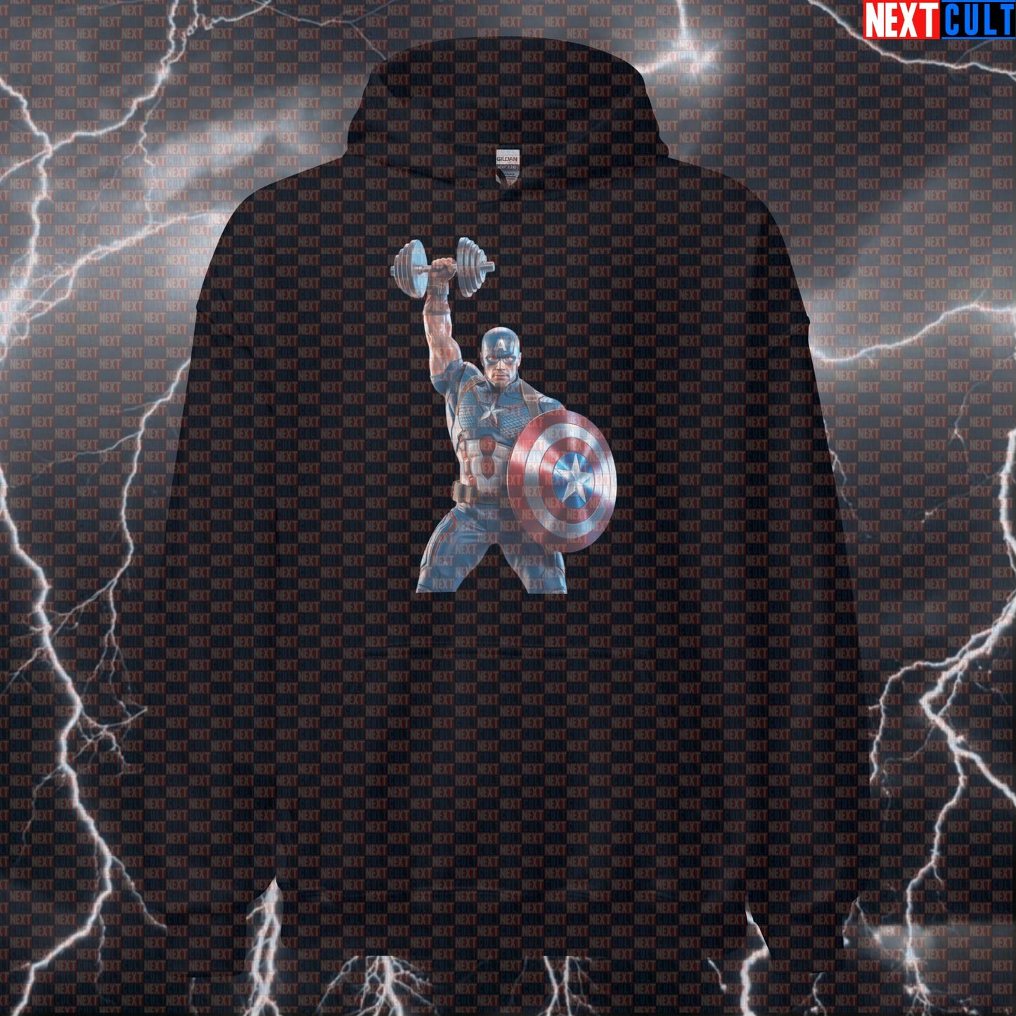Captain America Funny Gym Hoodie Hooded Sweatshirt Pullover Pump Cover for Lifters Superhero Workout Fans Hoodies Next Cult Brand