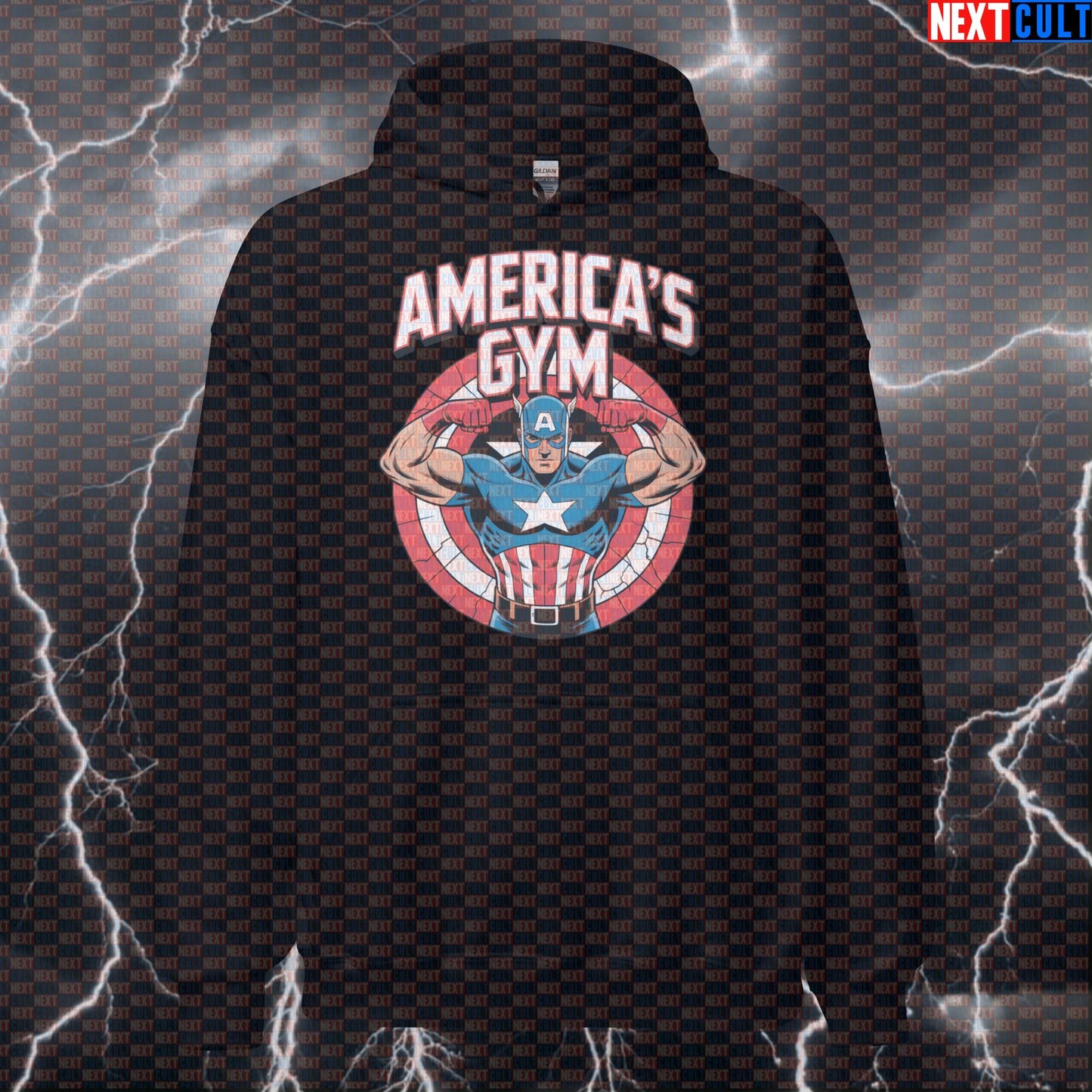 Americas Gym Funny Gym Hoodie Hooded Sweatshirt Pullover Pump Cover for Lifters Captain Hero Fitness Fans Hoodies Next Cult Brand