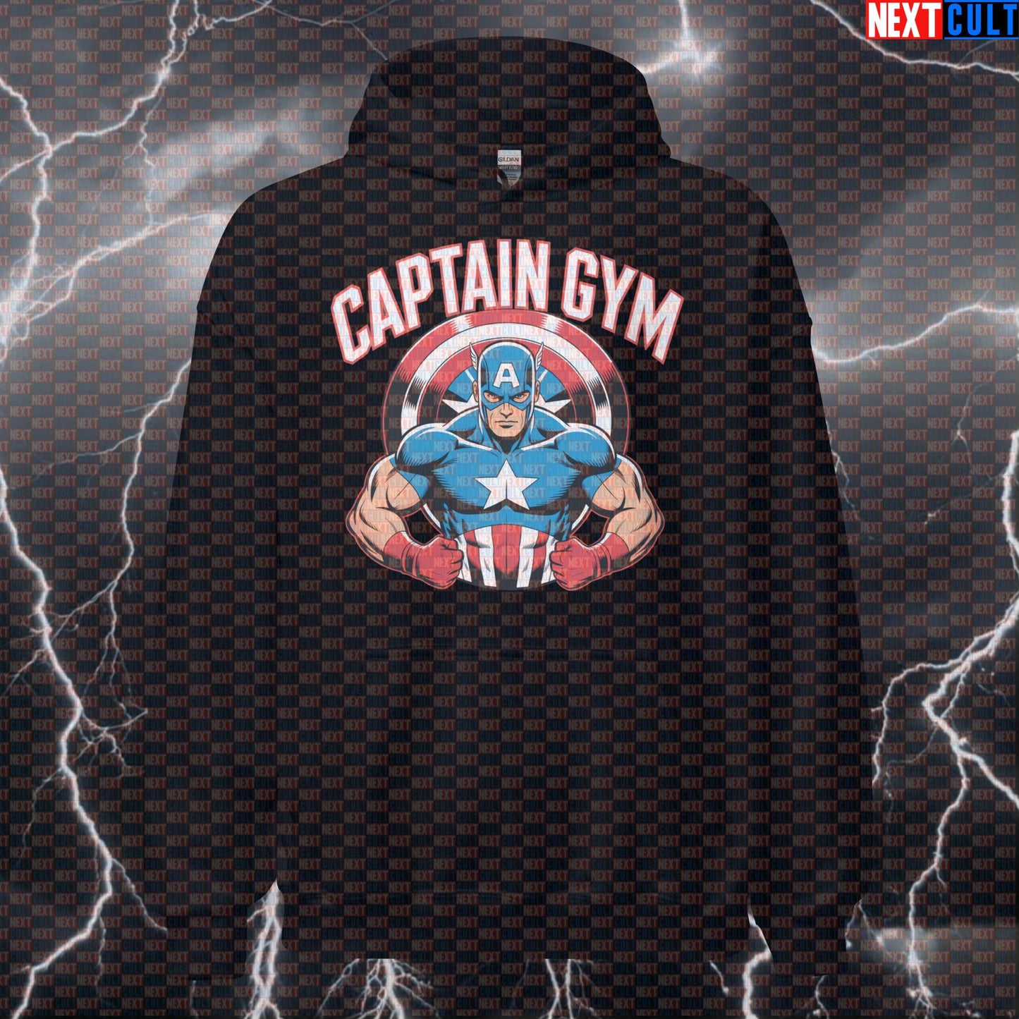 Captain Gym Funny Gym Hoodie Hooded Sweatshirt Pullover Pump Cover for Lifters Superhero Workout Fans Hoodies Next Cult Brand