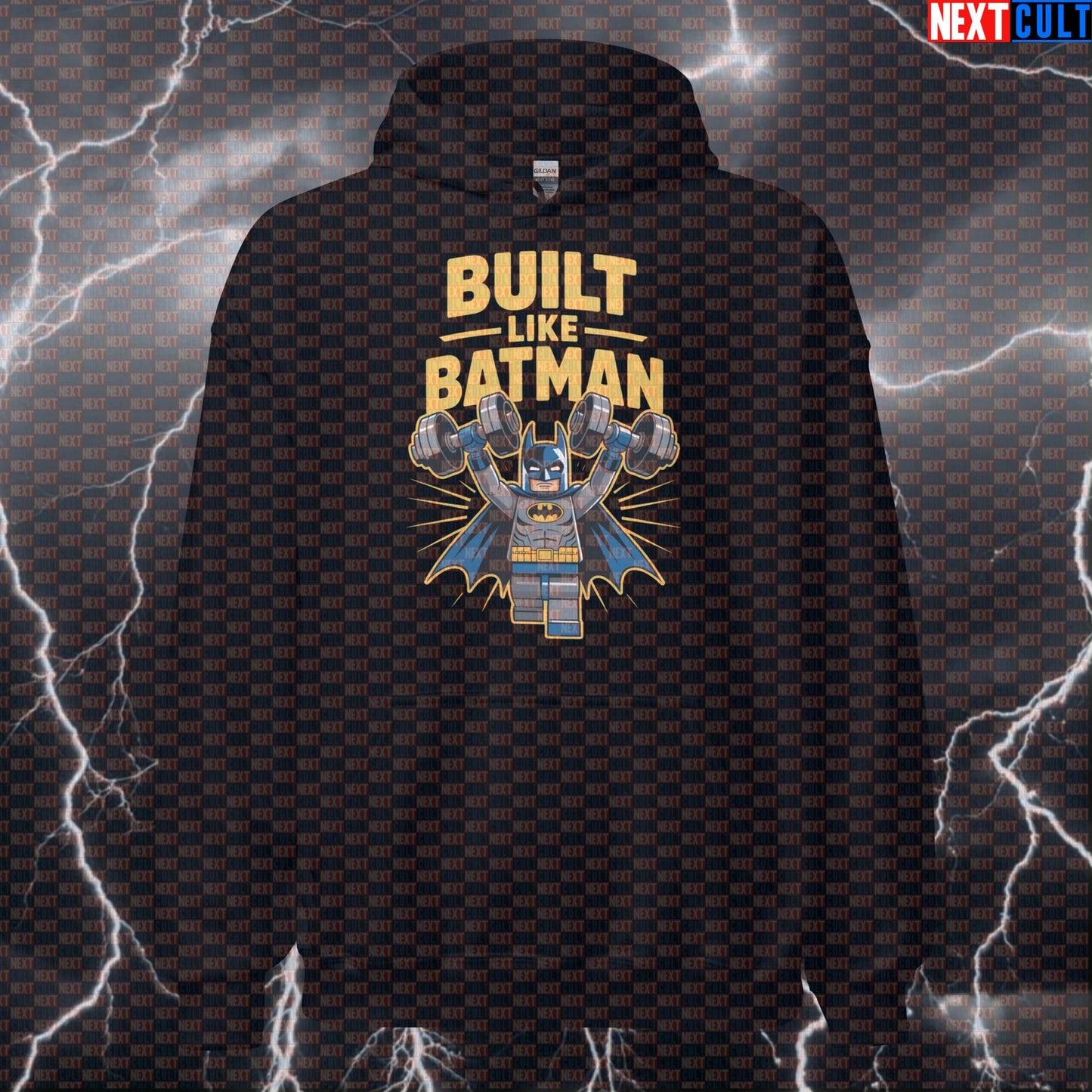Built Like Batman Gym Hoodie Funny LEGO Superhero Pump Cover Hooded Sweatshirt Workout Hoodie Pullover Top Hoodies Next Cult Brand