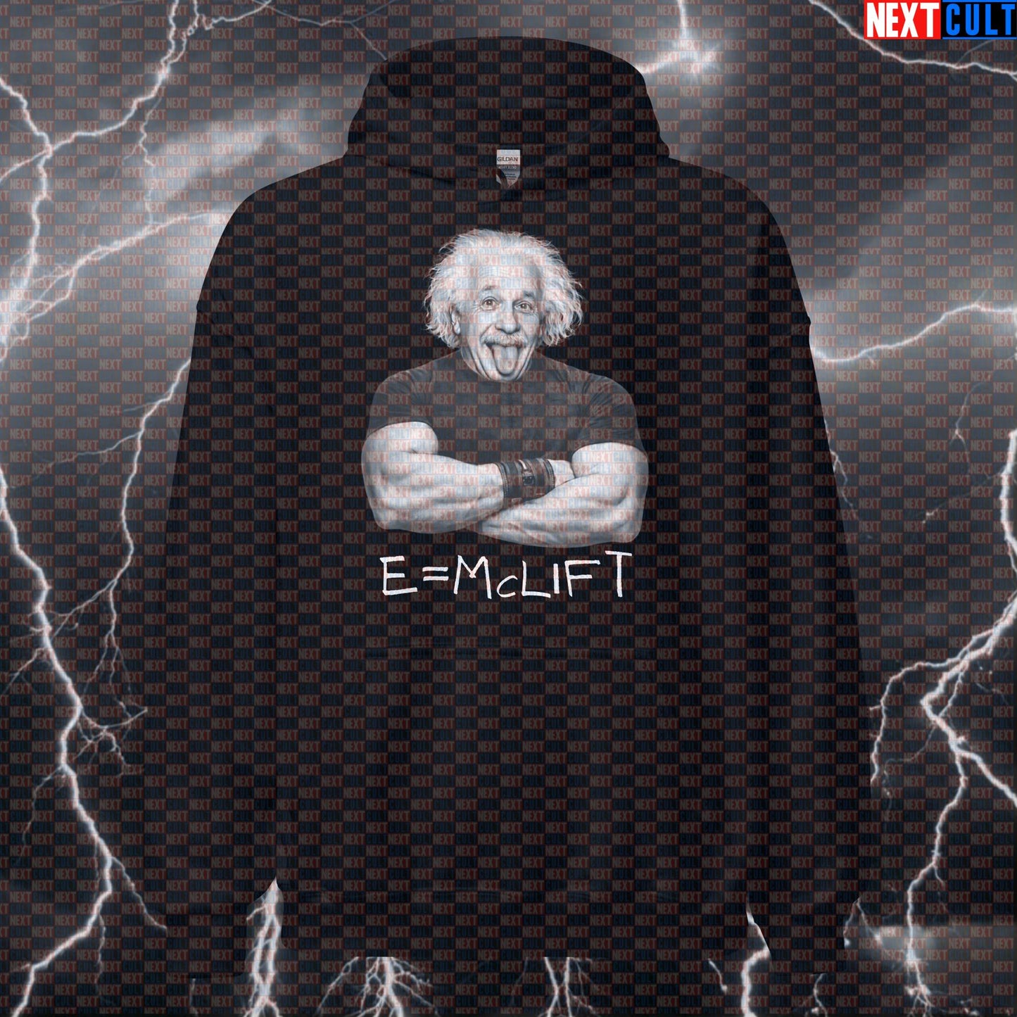 E=mclift Funny Gym Hoodie Albert Einstein Science Based Lifting Bro Science Workout Hoodie Fitness Hoodies Next Cult Brand
