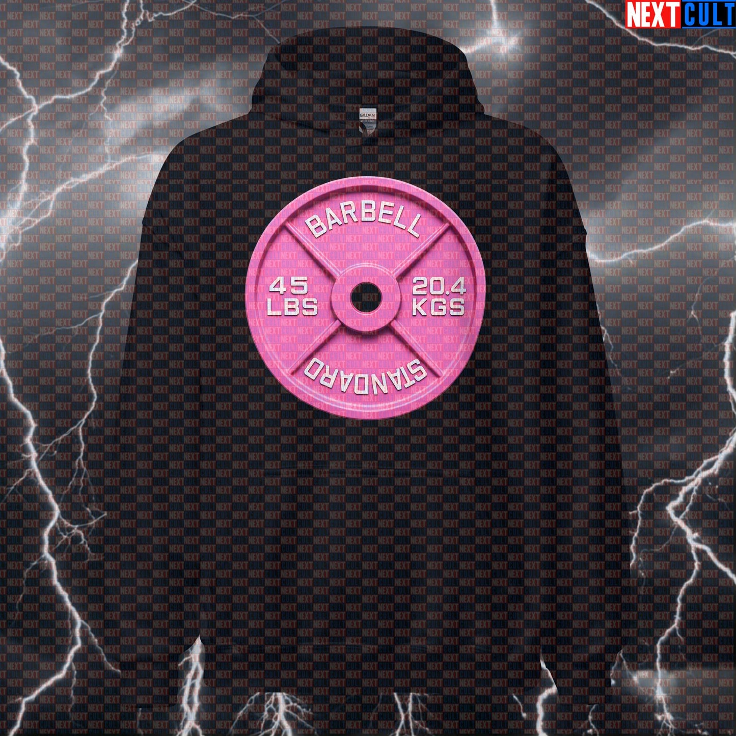 Pink 45LB Weight Plate Funny Gym Hoodie Barbell Lifting Workout Hoodie Fitness Style Hoodies Next Cult Brand