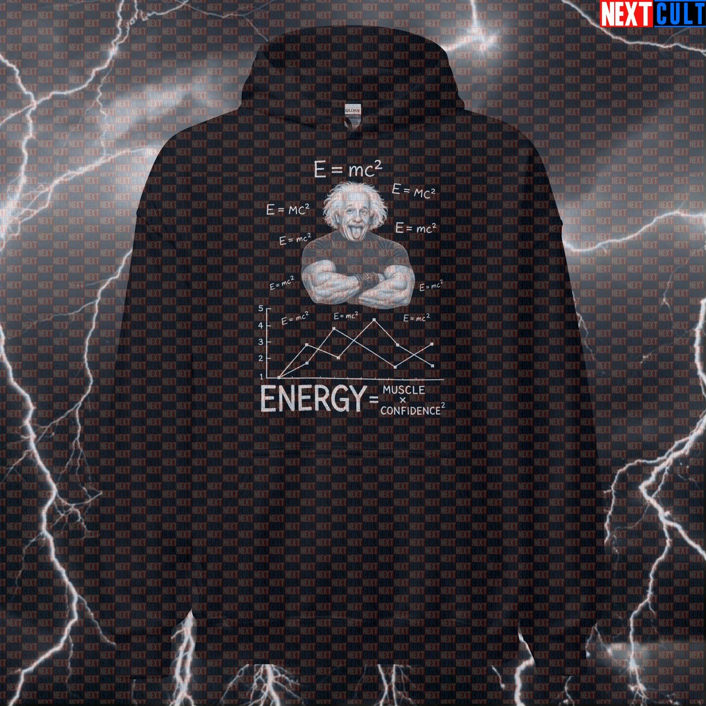 E = mc² Energy Muscle Confidence Funny Gym Hoodie Albert Einstein Science Based Lifting Workout Hoodies Next Cult Brand