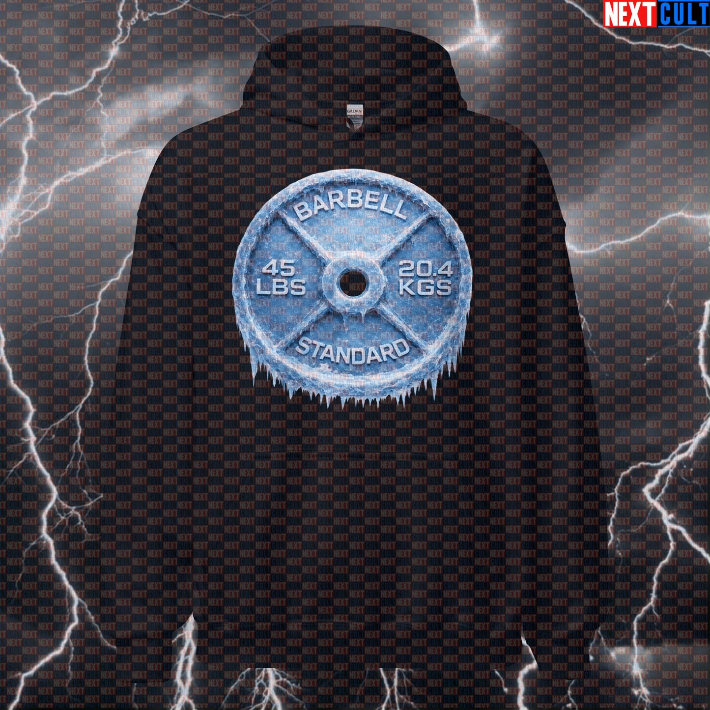 Icy 45LB Weight Plate Funny Gym Hoodie Frozen Barbell Lifting Workout Hoodie Cold Fitness Style Hoodies Next Cult Brand