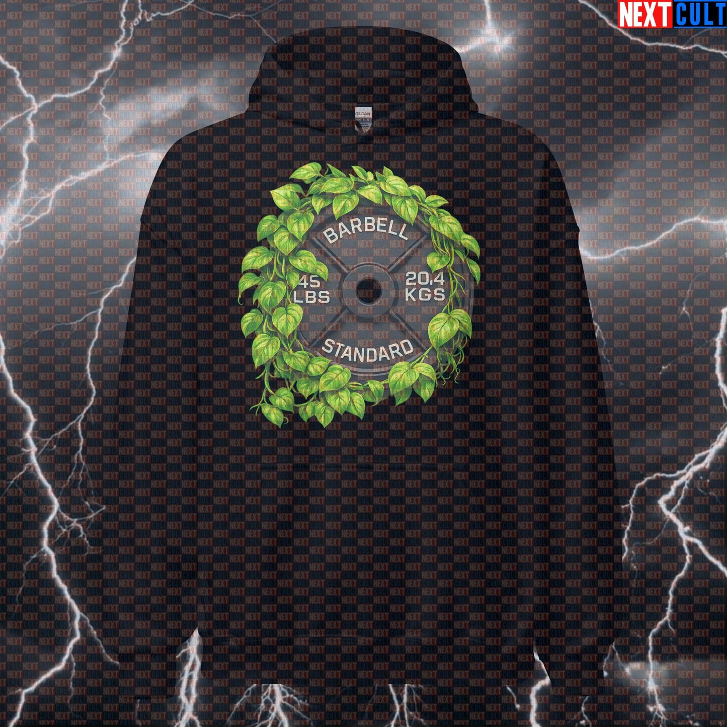 Plants & Weights 45LB Plate Funny Gym Hoodie Plant Fitness Barbell Workout Hoodie Nature Style Hoodies Next Cult Brand