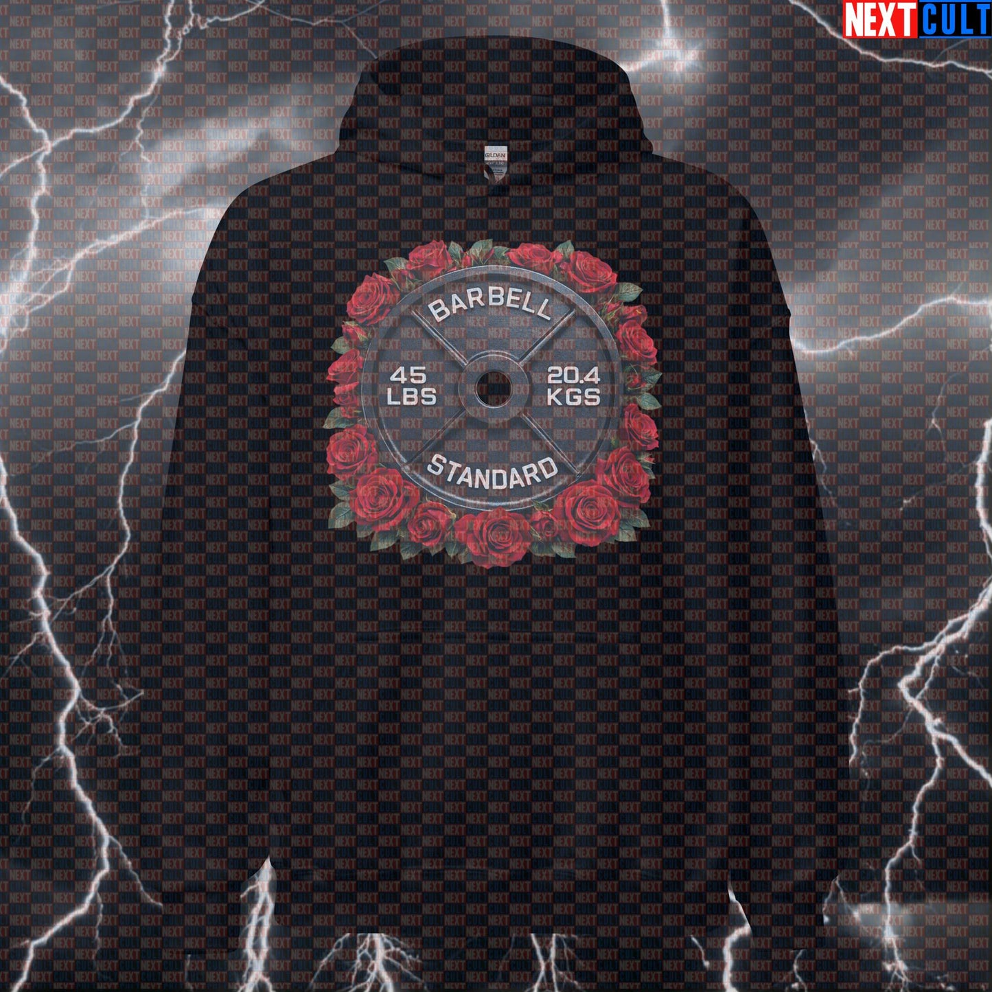 Roses & Weights 45LB Plate Funny Gym Hoodie Romantic Barbell Workout Hoodie Valentine Fitness Hoodies Next Cult Brand