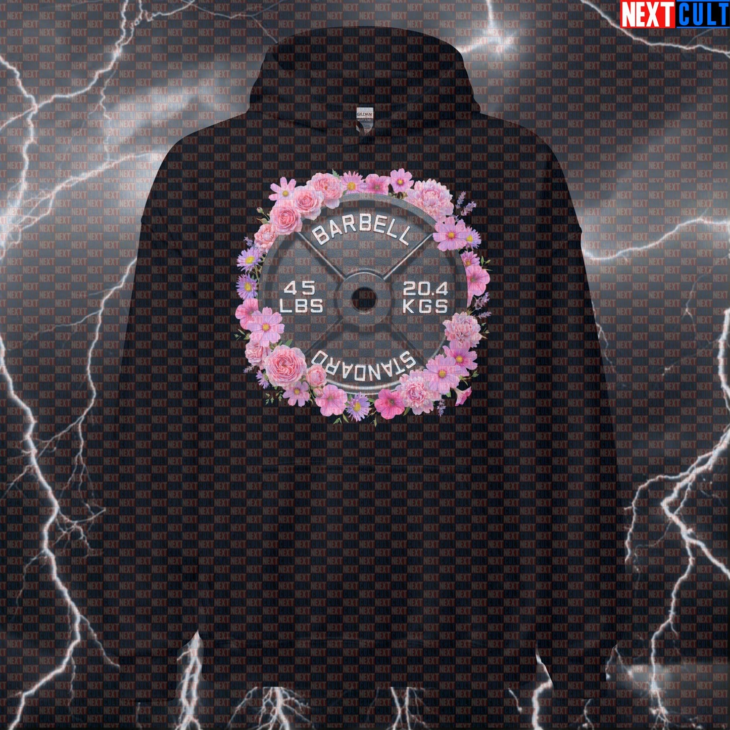Flowers & Weights 45LB Plate Funny Gym Hoodie Floral Fitness Barbell Workout Hoodie Aesthetic Hoodies Next Cult Brand